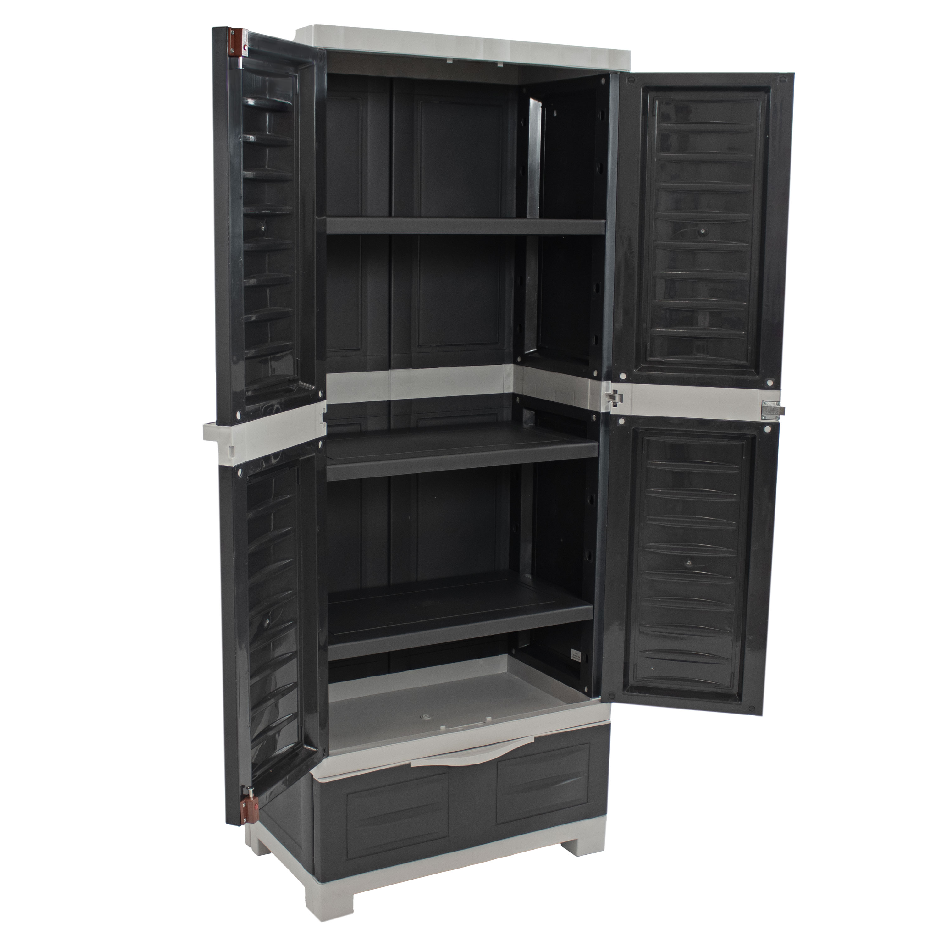 Gabinete de almacenamiento de utilidad independiente de plástico gris de 23.25 pulgadas de ancho x 57.5 pulgadas de alto Sunnydaze Decor SUP-288