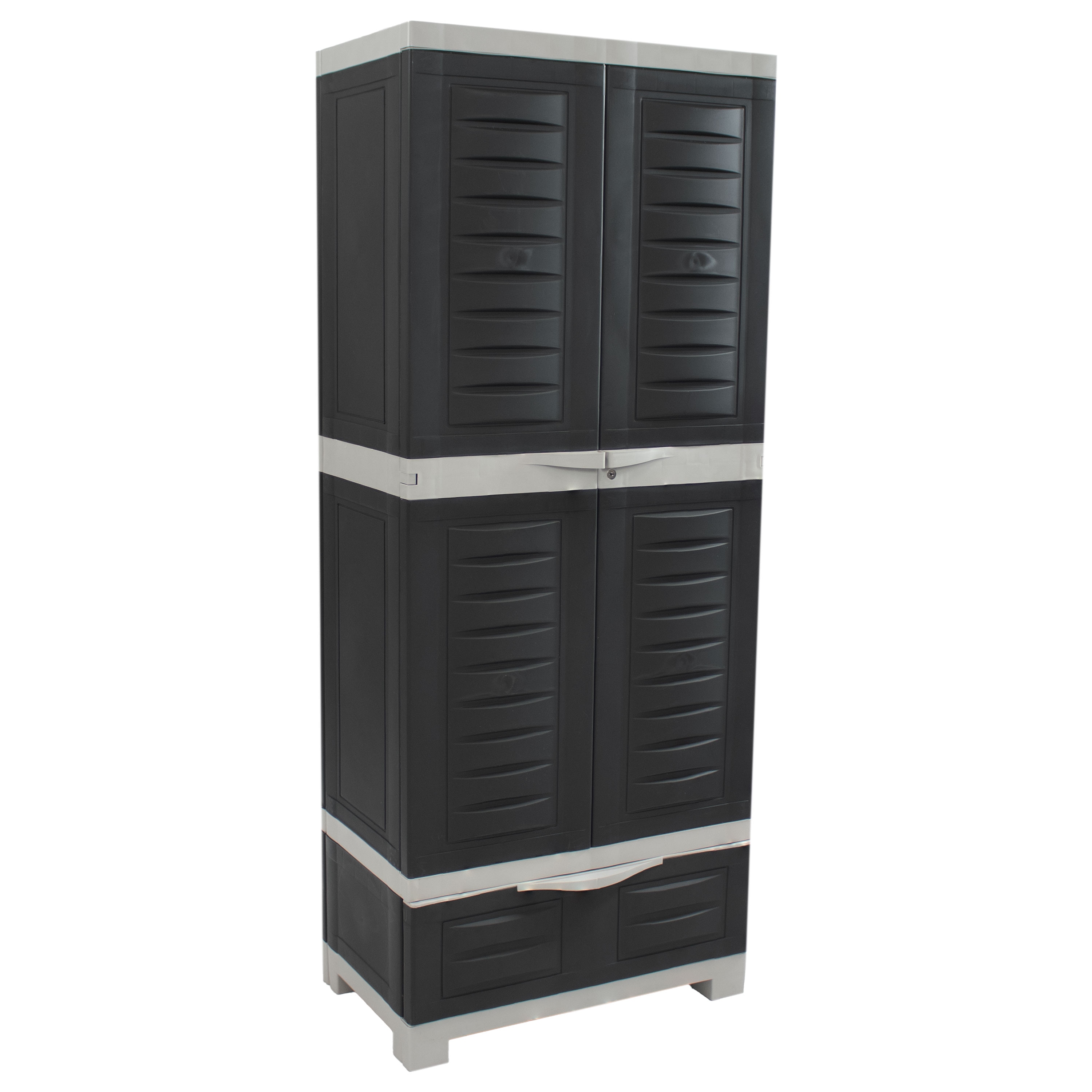Gabinete de almacenamiento de utilidad independiente de plástico gris de 23.25 pulgadas de ancho x 57.5 pulgadas de alto Sunnydaze Decor SUP-288