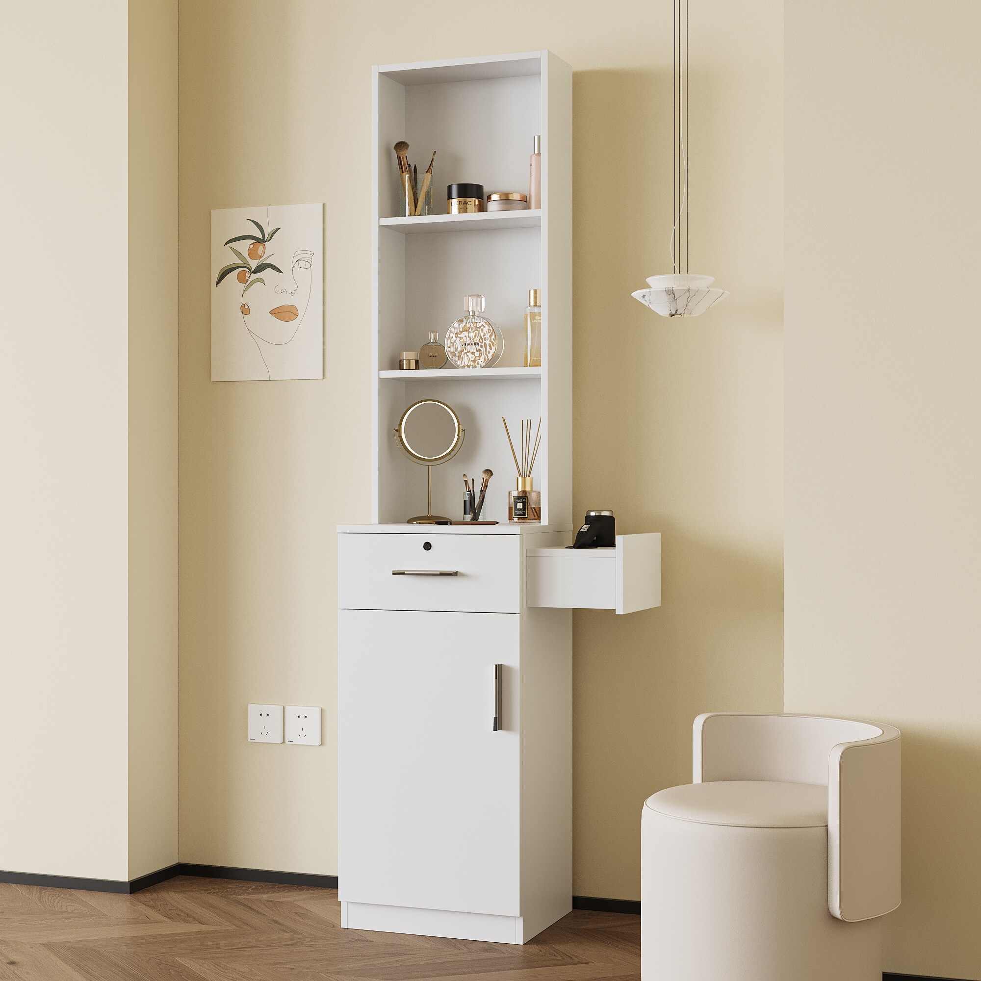 Gabinete de almacenamiento de utilidad independiente blanco de MDF ZAKLOOP de 12.99 pulgadas de ancho x 70.87 pulgadas de alto WU1811110550