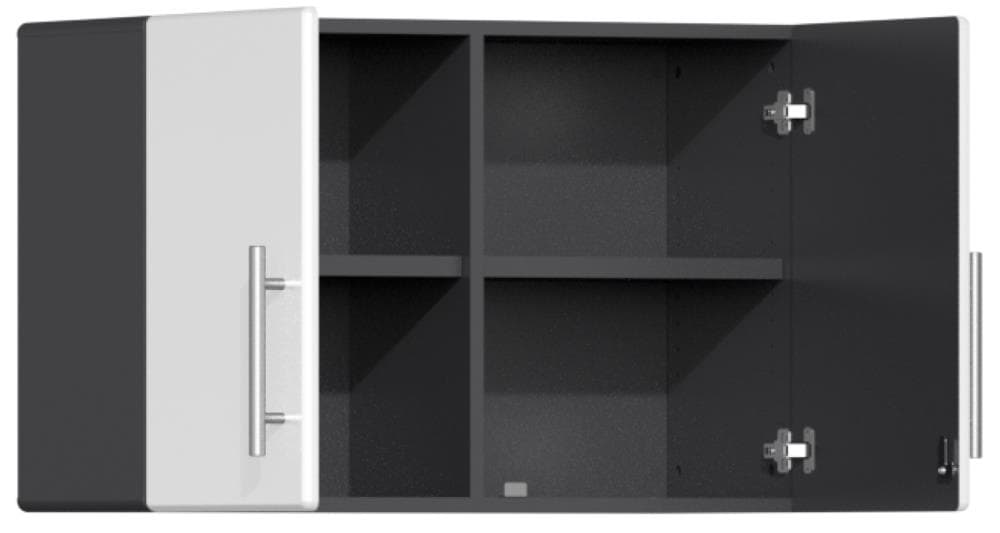 Sistema de Almacenamiento para Garaje en Caja Blanca de Madera Compuesta con Frente Metálico en Gris - 8 Gabinetes Ulti-MATE Garage 141.8 Pulgadas Ancho x 80 Pulgadas Alto x 21 Pulgadas Profundidad UG26072W