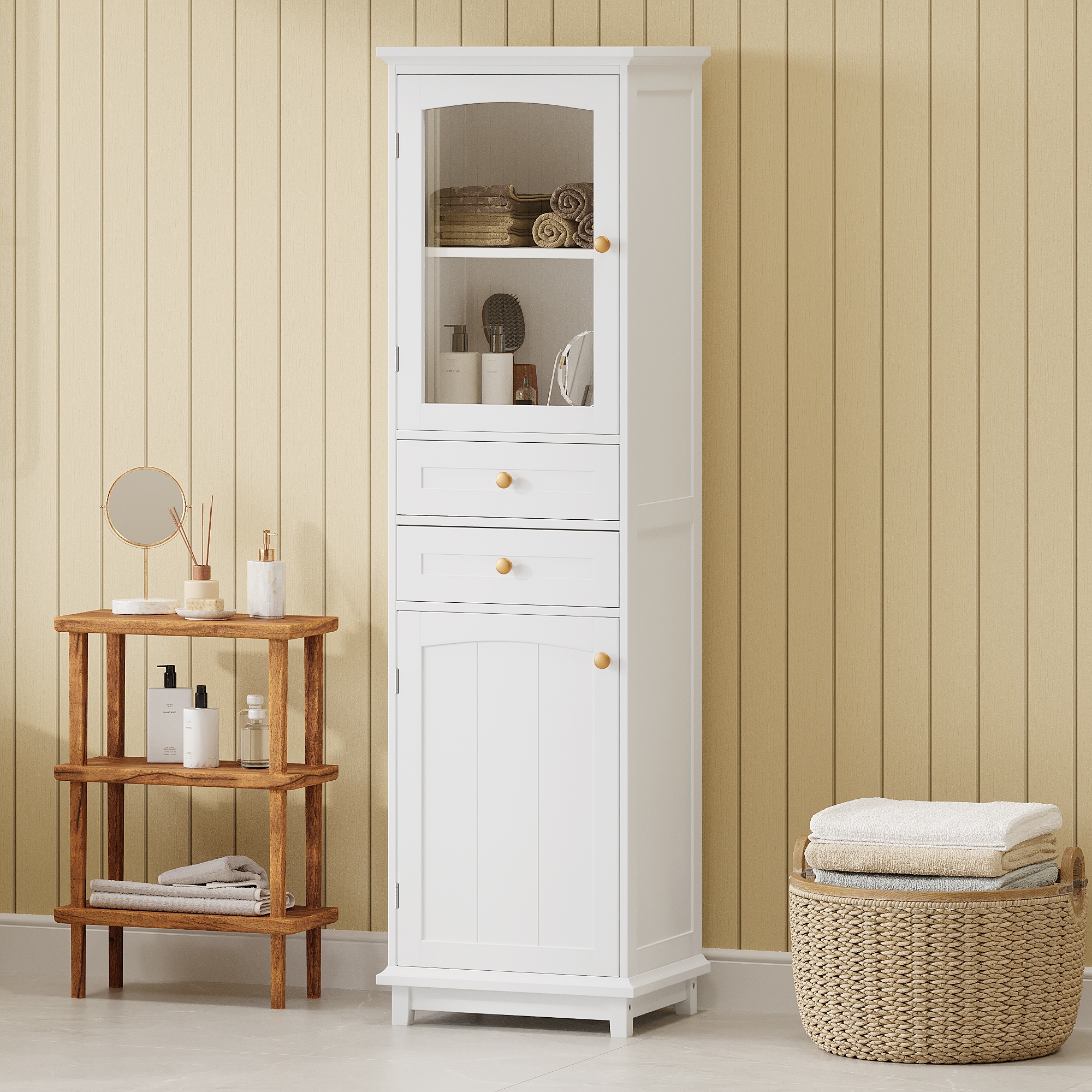 Gabinete de almacenamiento utilitario independiente de MDF blanco ZAKLOOP 17.76 W x 62.99 H XU1396127382
