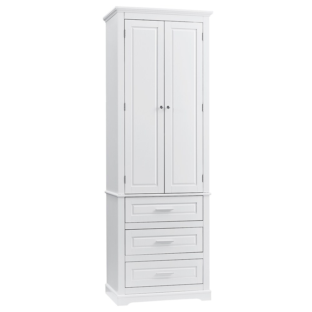 Gabinete de almacenamiento de utilidad blanco de 15.7 pulgadas de ancho x 70 pulgadas de alto montado en la pared de compuesto de madera ModernLuxe L-WF299282AAK