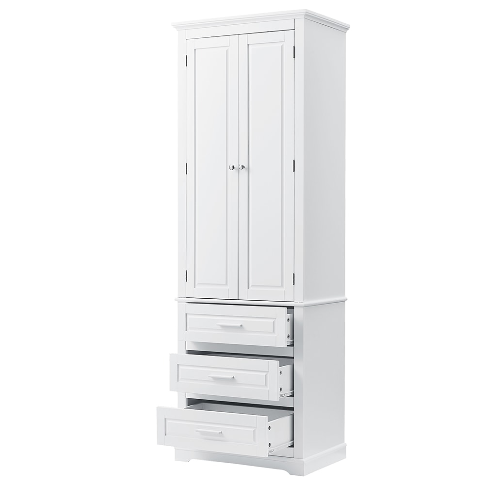 Gabinete de almacenamiento de utilidad blanco de 15.7 pulgadas de ancho x 70 pulgadas de alto montado en la pared de compuesto de madera ModernLuxe L-WF299282AAK