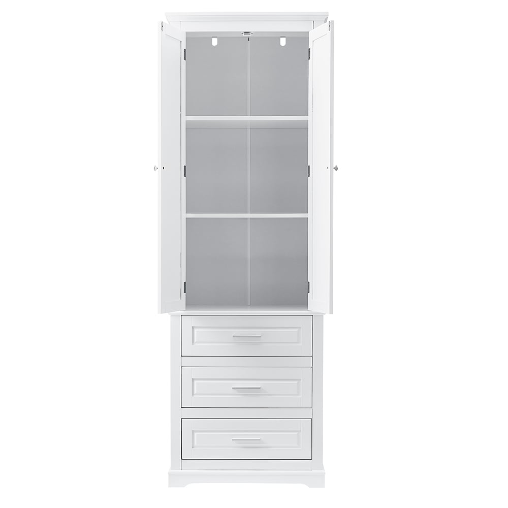 Gabinete de almacenamiento de utilidad blanco de 15.7 pulgadas de ancho x 70 pulgadas de alto montado en la pared de compuesto de madera ModernLuxe L-WF299282AAK