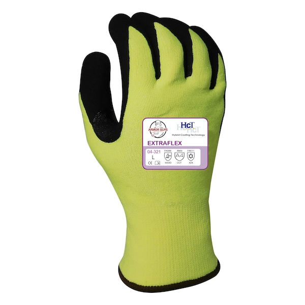 Guantes resistente a cortes Armor Guys, Nivel de corte A4, 13g, Amarillo/Negro de alta visibilidad, Talla S - 04-321-S.