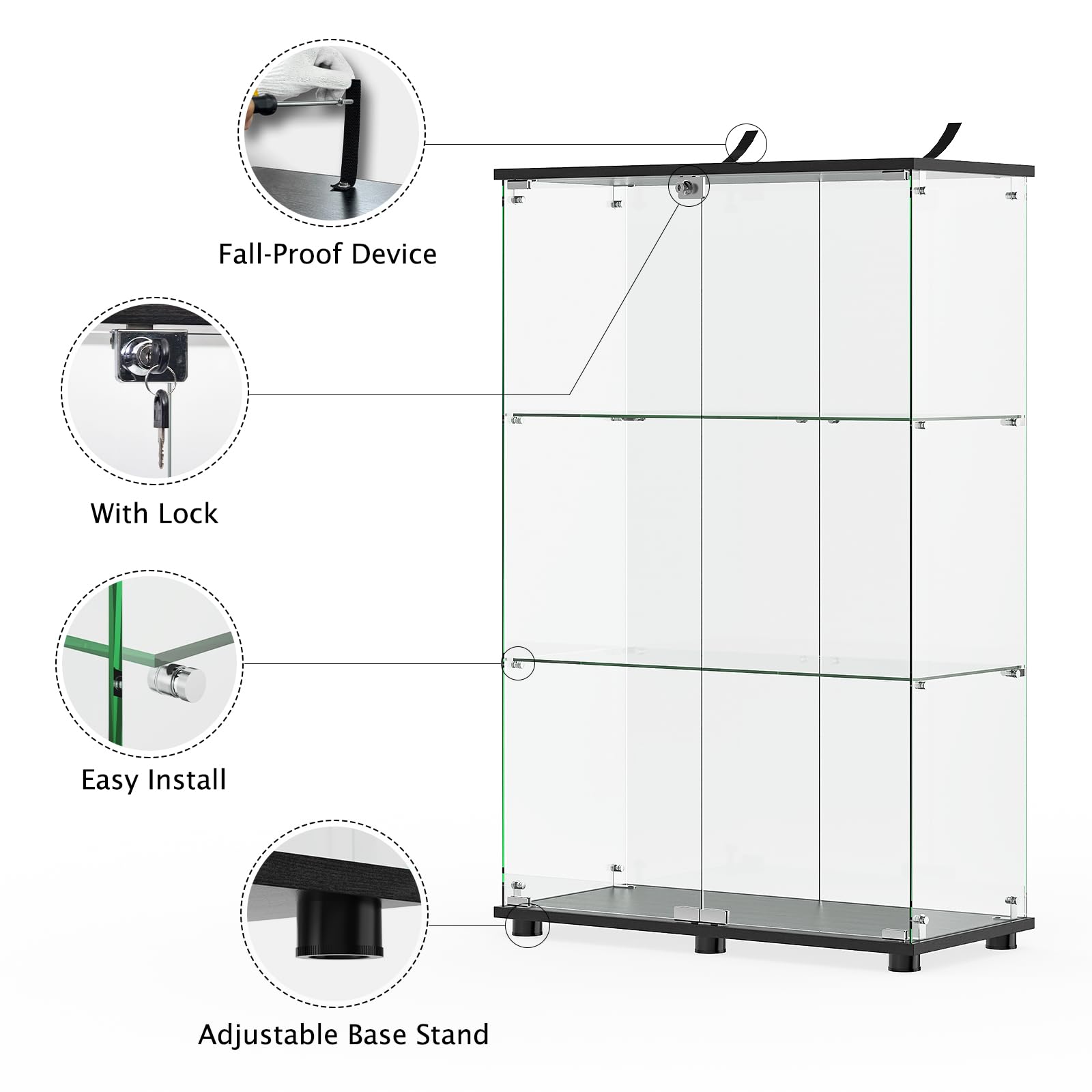 Gabinete de almacenamiento de utilidad independiente de madera negra de 32 pulgadas de ancho x 64 pulgadas de alto FurniFusion SF-Y-B10400523D