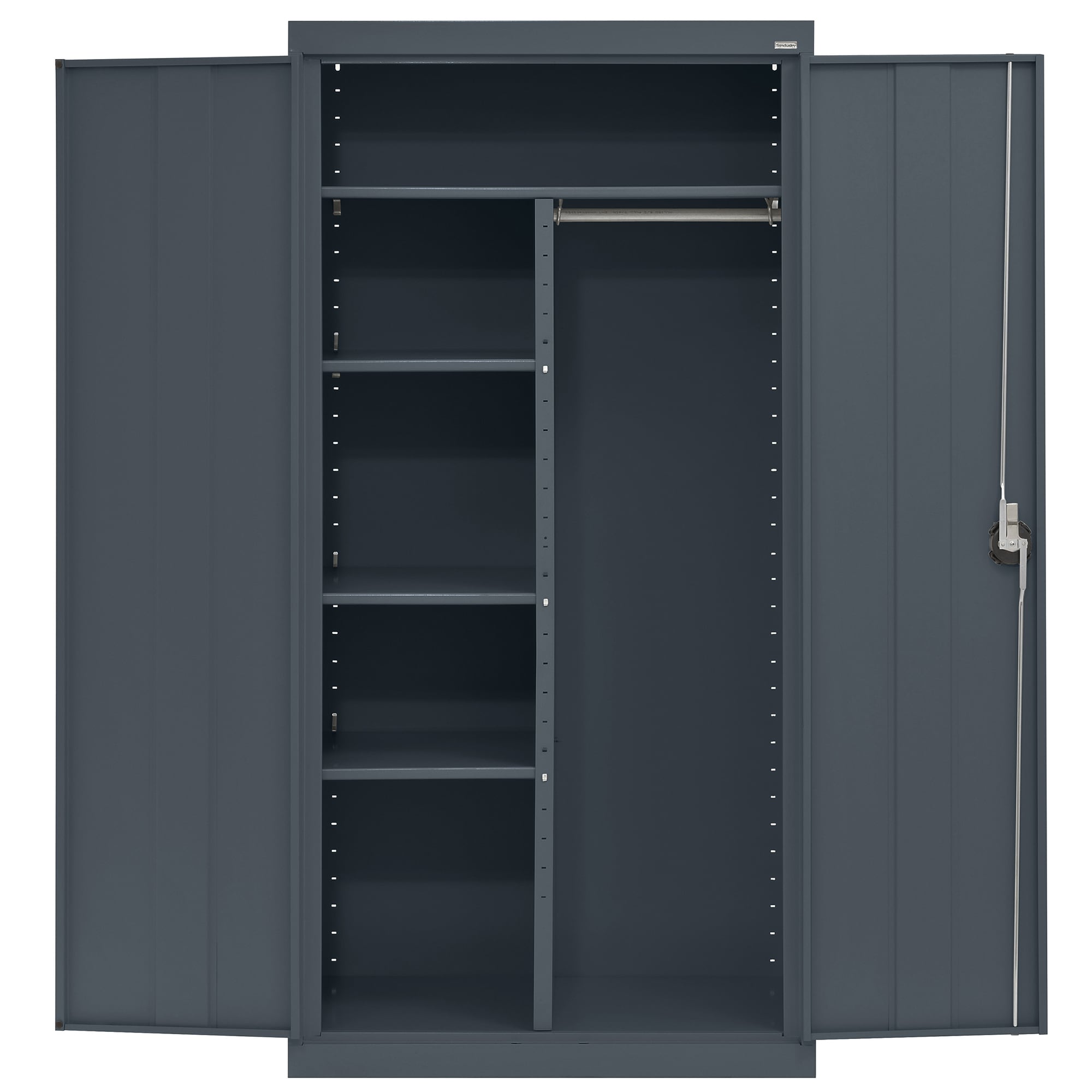 Gabinete de garaje independiente de acero en gris de 36 pulgadas de ancho x 72 pulgadas de alto x 18 pulgadas de profundidad Sandusky EACR361872-02