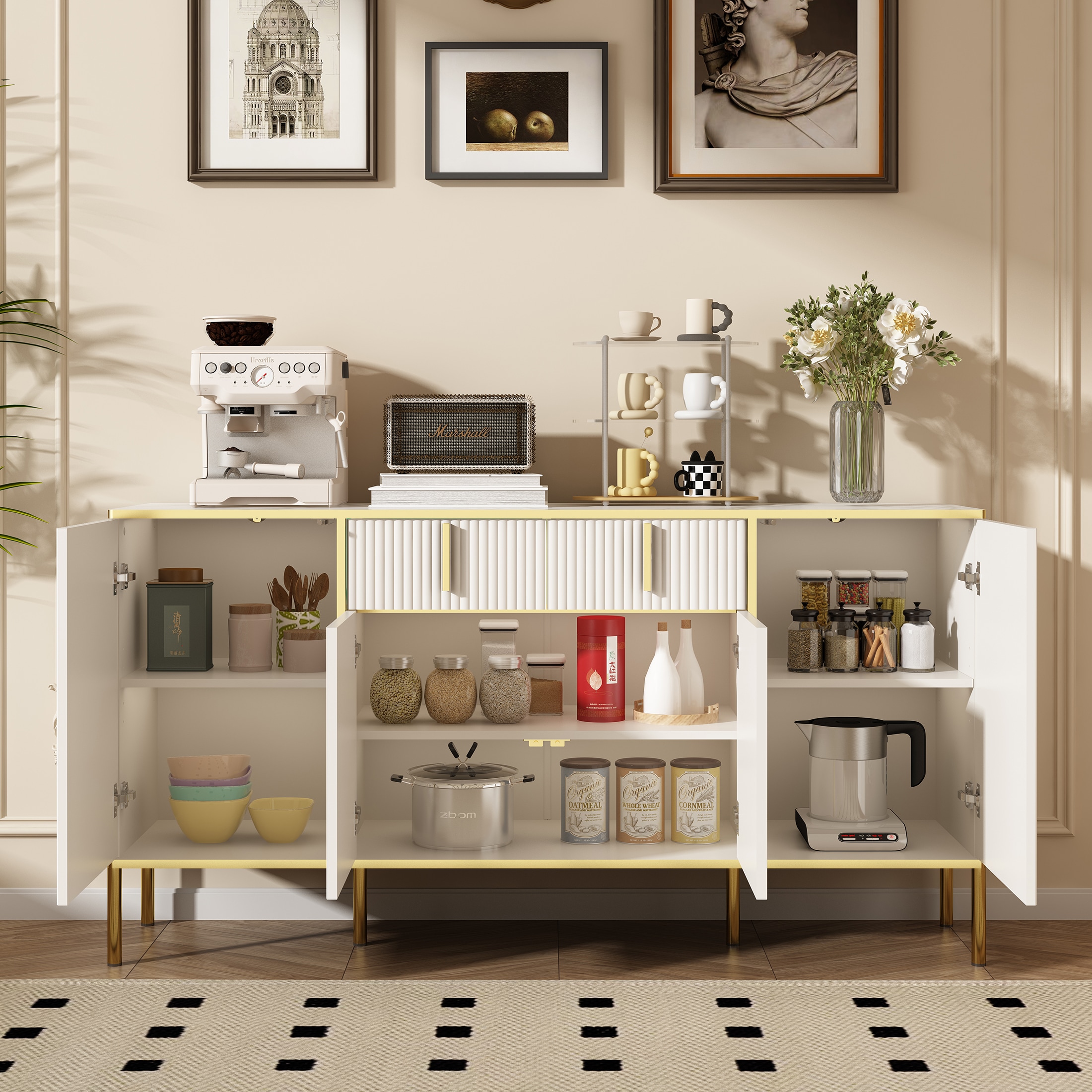 Gabinete de almacenamiento utilitario independiente blanco de MDF de 15.75 pulgadas de ancho x 31.5 pulgadas de alto ZAKLOOP WU1396P178075