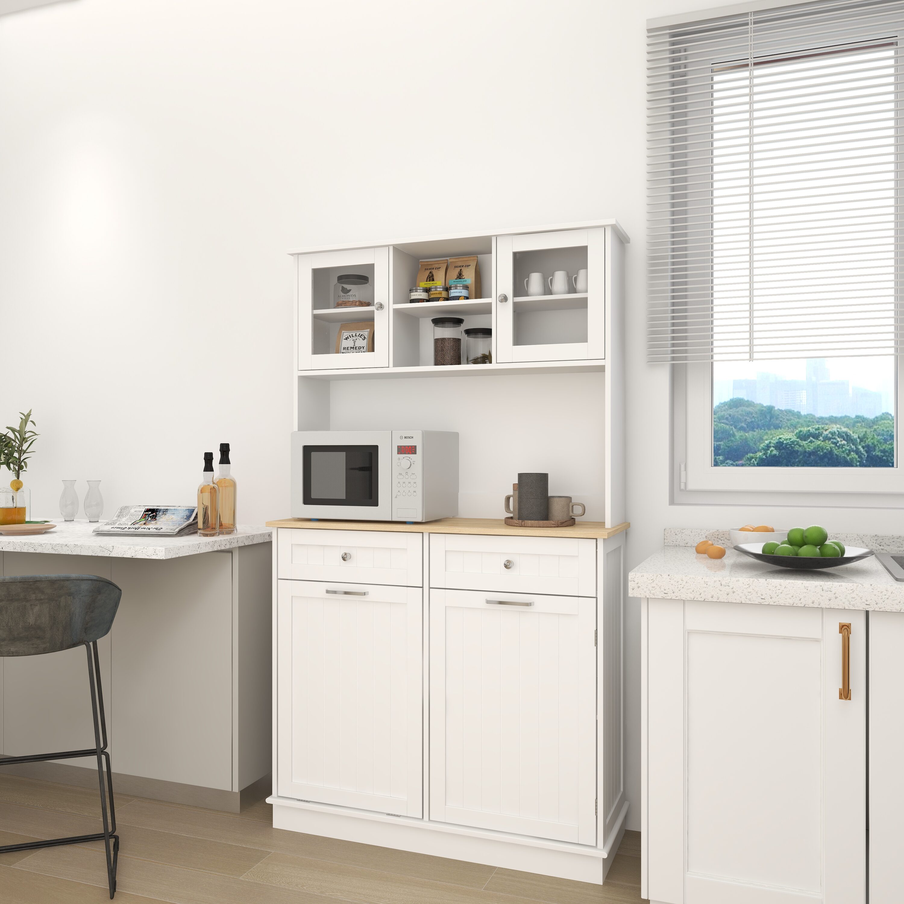 Gabinete de almacenamiento utilitario de pie blanco de MDF de 13.78 pulgadas de ancho x 67.72 pulgadas de alto ZAKLOOP WU1396P144515
