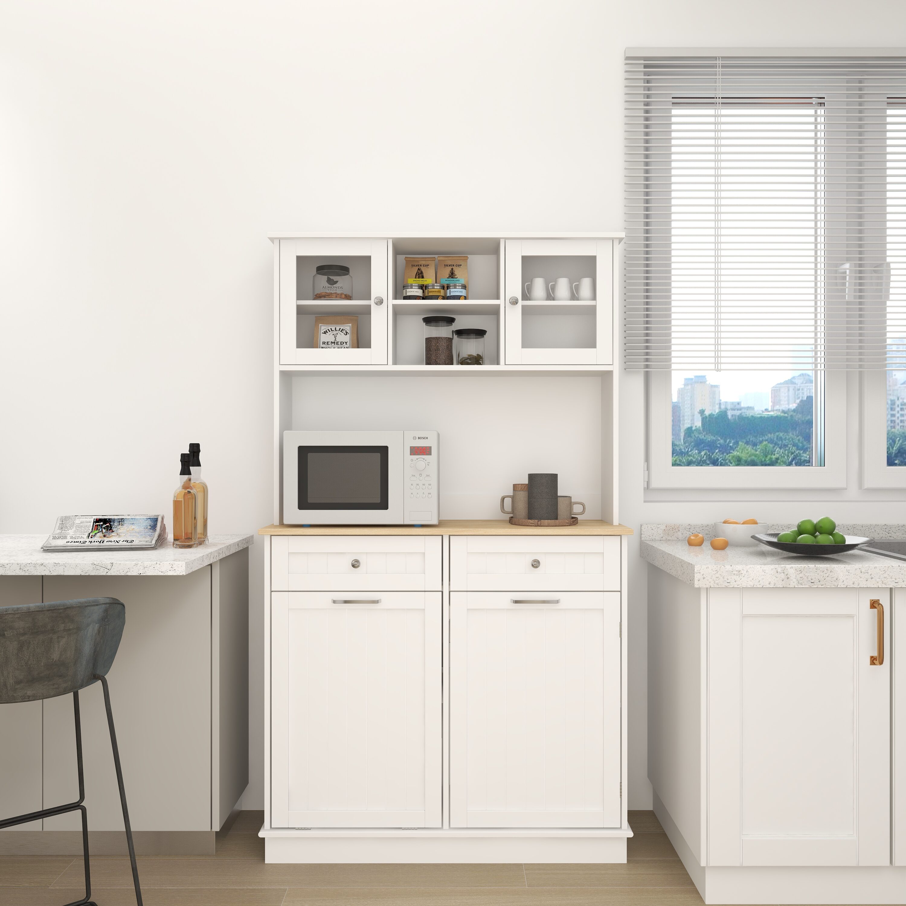 Gabinete de almacenamiento utilitario de pie blanco de MDF de 13.78 pulgadas de ancho x 67.72 pulgadas de alto ZAKLOOP WU1396P144515