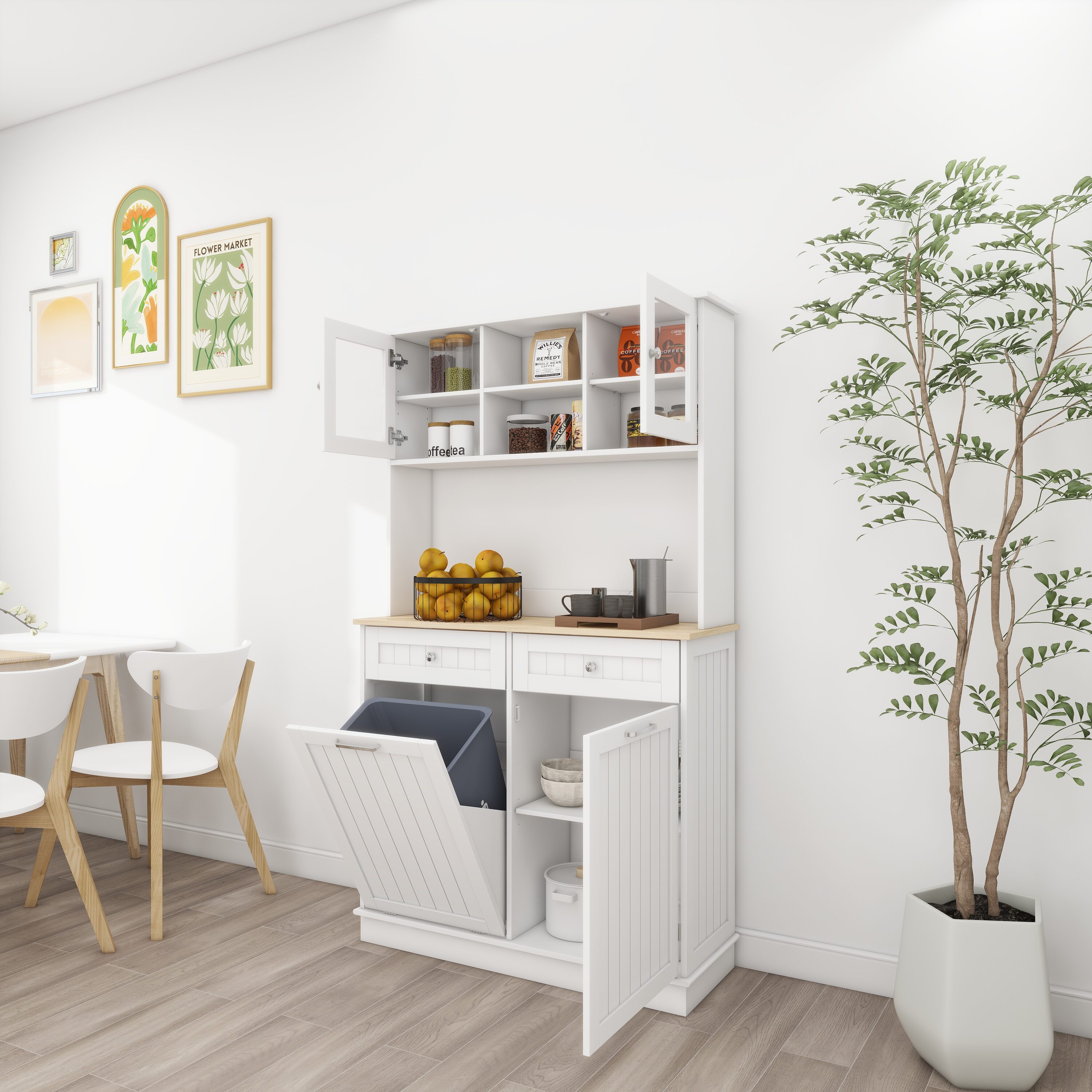 Gabinete de almacenamiento utilitario de pie blanco de MDF de 13.78 pulgadas de ancho x 67.72 pulgadas de alto ZAKLOOP WU1396P144515