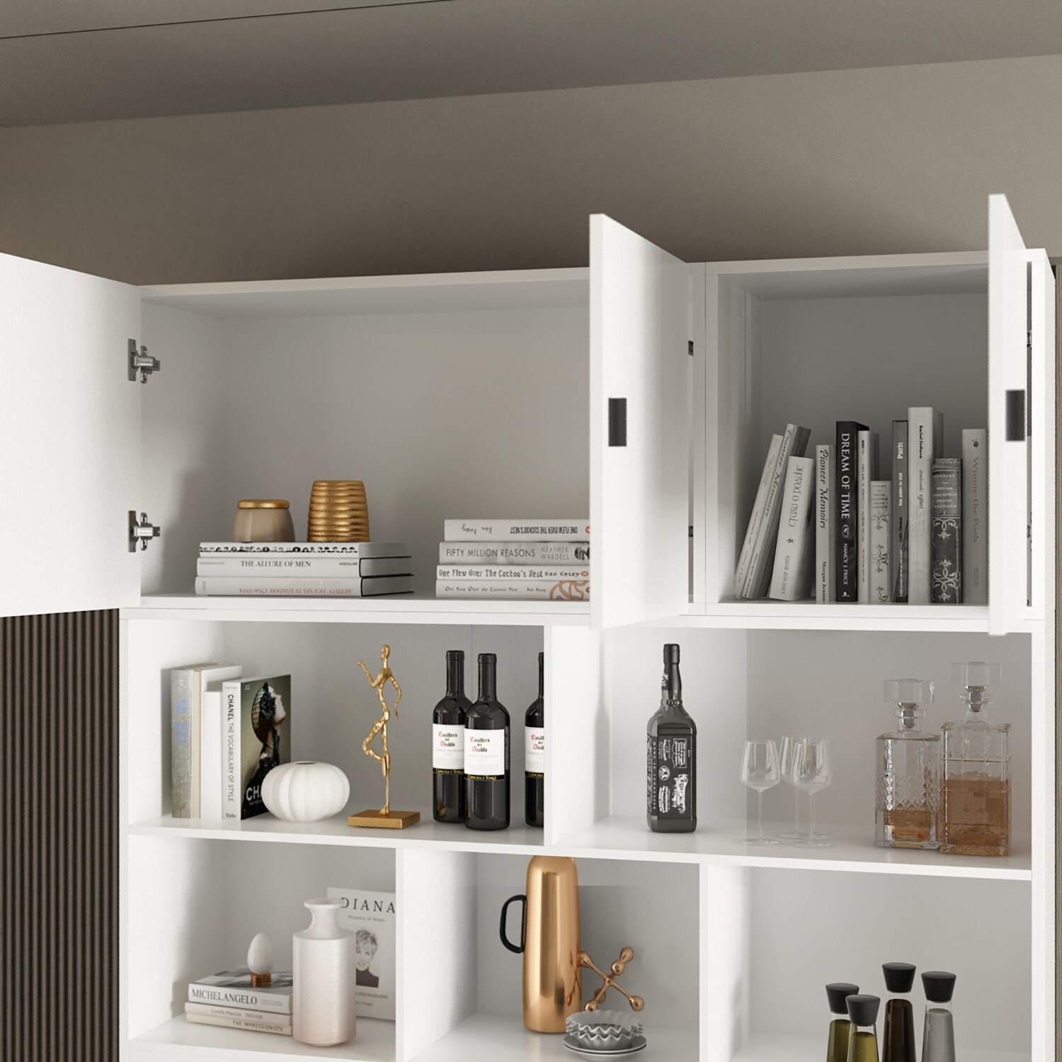 Gabinete de Almacenamiento de Utilidad Independiente Blanco de MDF FUFU&GAGA 47.2 Pulgadas de Ancho x 87.8 Pulgadas de Alto KF210161+163
