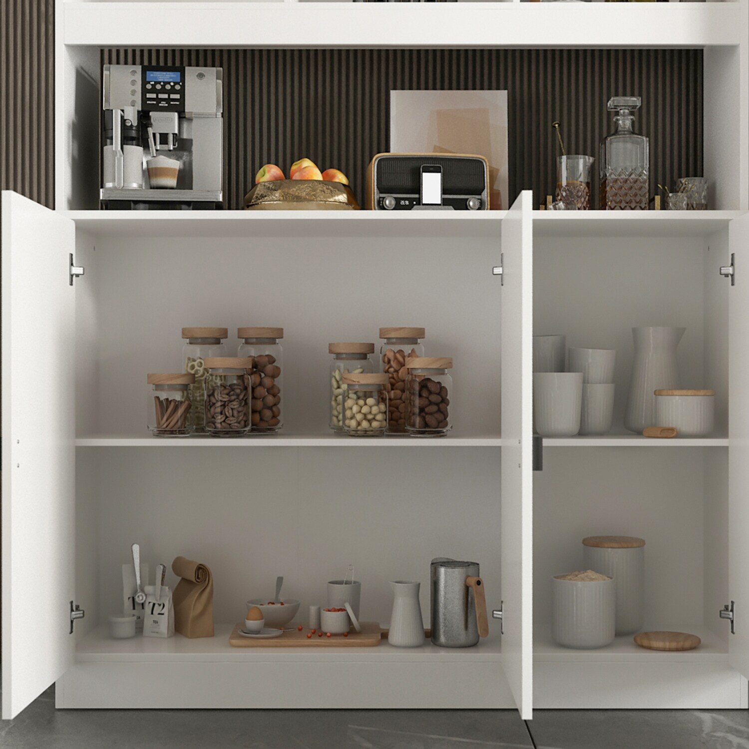 Gabinete de Almacenamiento de Utilidad Independiente Blanco de MDF FUFU&GAGA 47.2 Pulgadas de Ancho x 87.8 Pulgadas de Alto KF210161+163