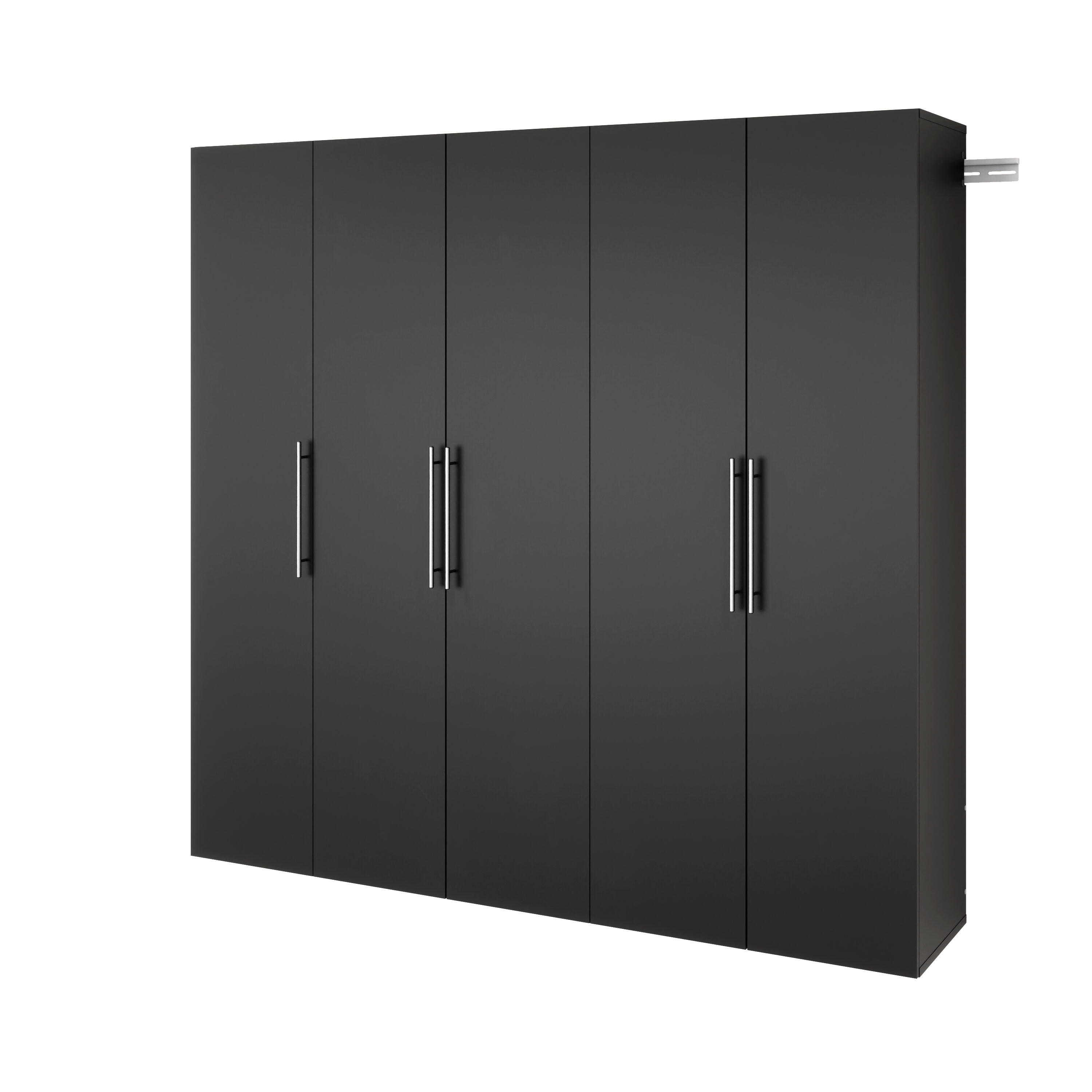 Sistema de almacenamiento para garaje HangUps Prepac de madera compuesta negra de 3 gabinetes, 75 pulgadas de ancho x 72 pulgadas de alto x 16 pulgadas de profundidad BRGW-0718-3M