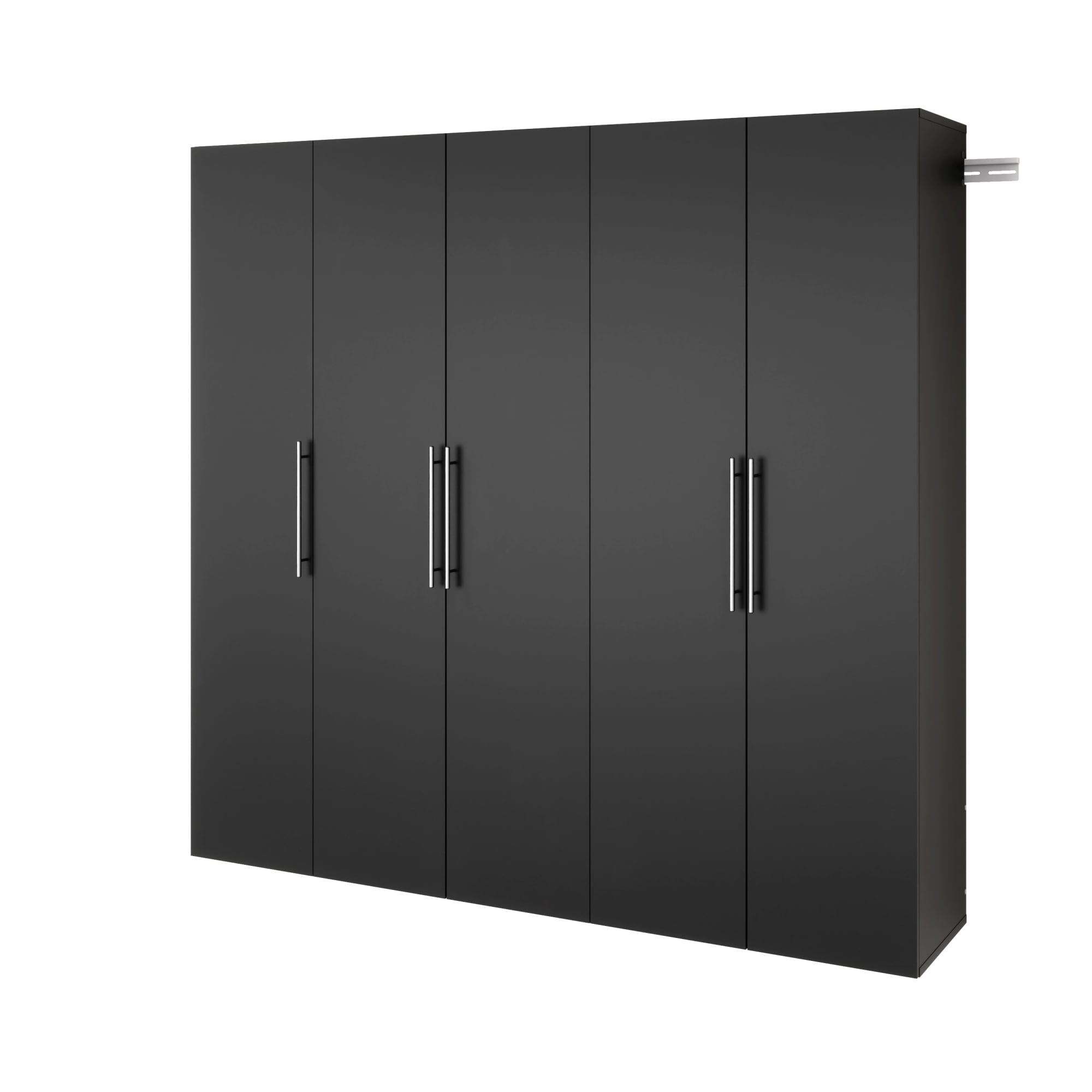 Sistema de almacenamiento para garaje HangUps Prepac de madera compuesta negra de 3 gabinetes, 75 pulgadas de ancho x 72 pulgadas de alto x 16 pulgadas de profundidad BRGW-0718-3M