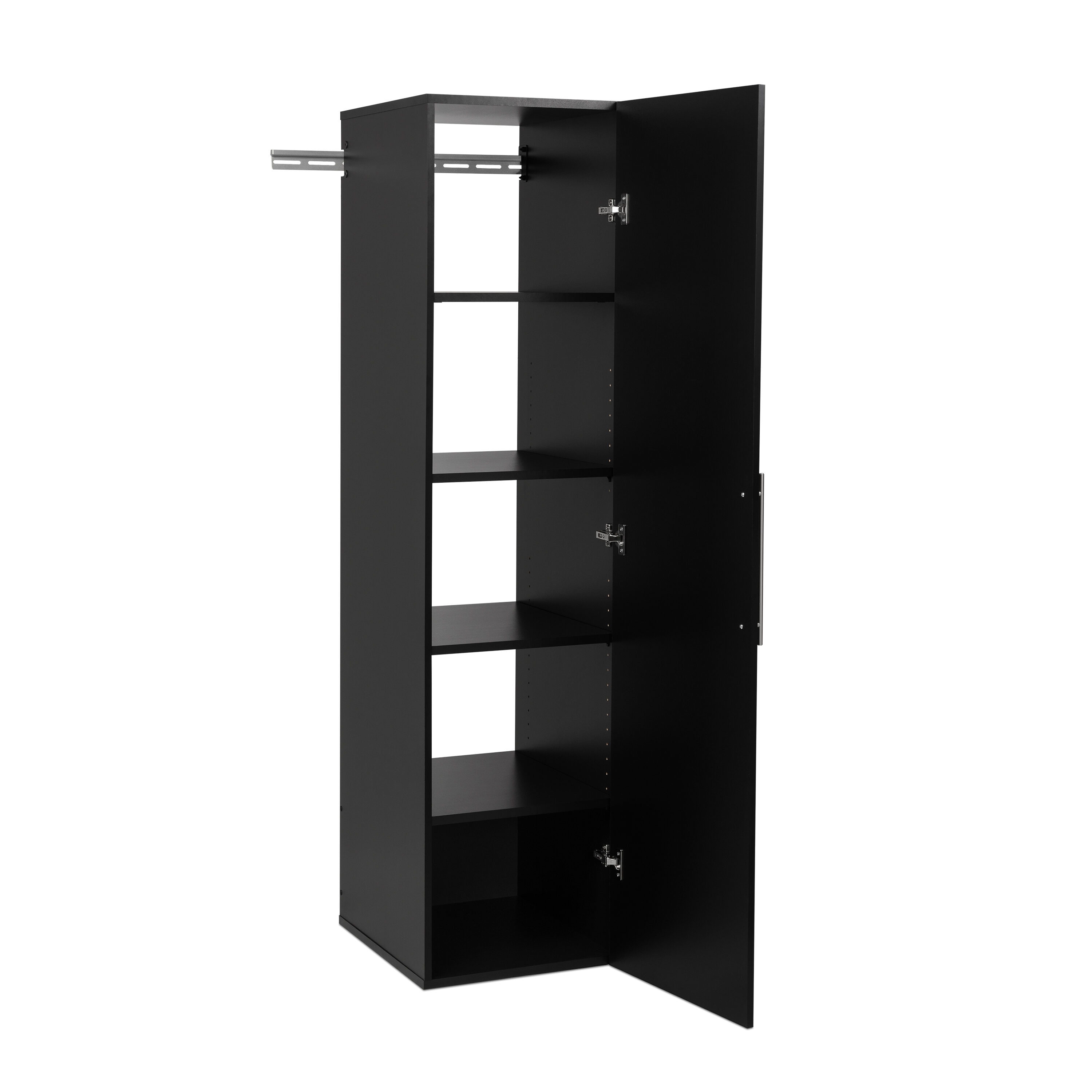 Sistema de almacenamiento para garaje Prepac HangUps BRGW-0710-3M, madera compuesta negra, 3 gabinetes de 48 pulgadas de ancho, 72 pulgadas de alto y 20 pulgadas de profundidad.