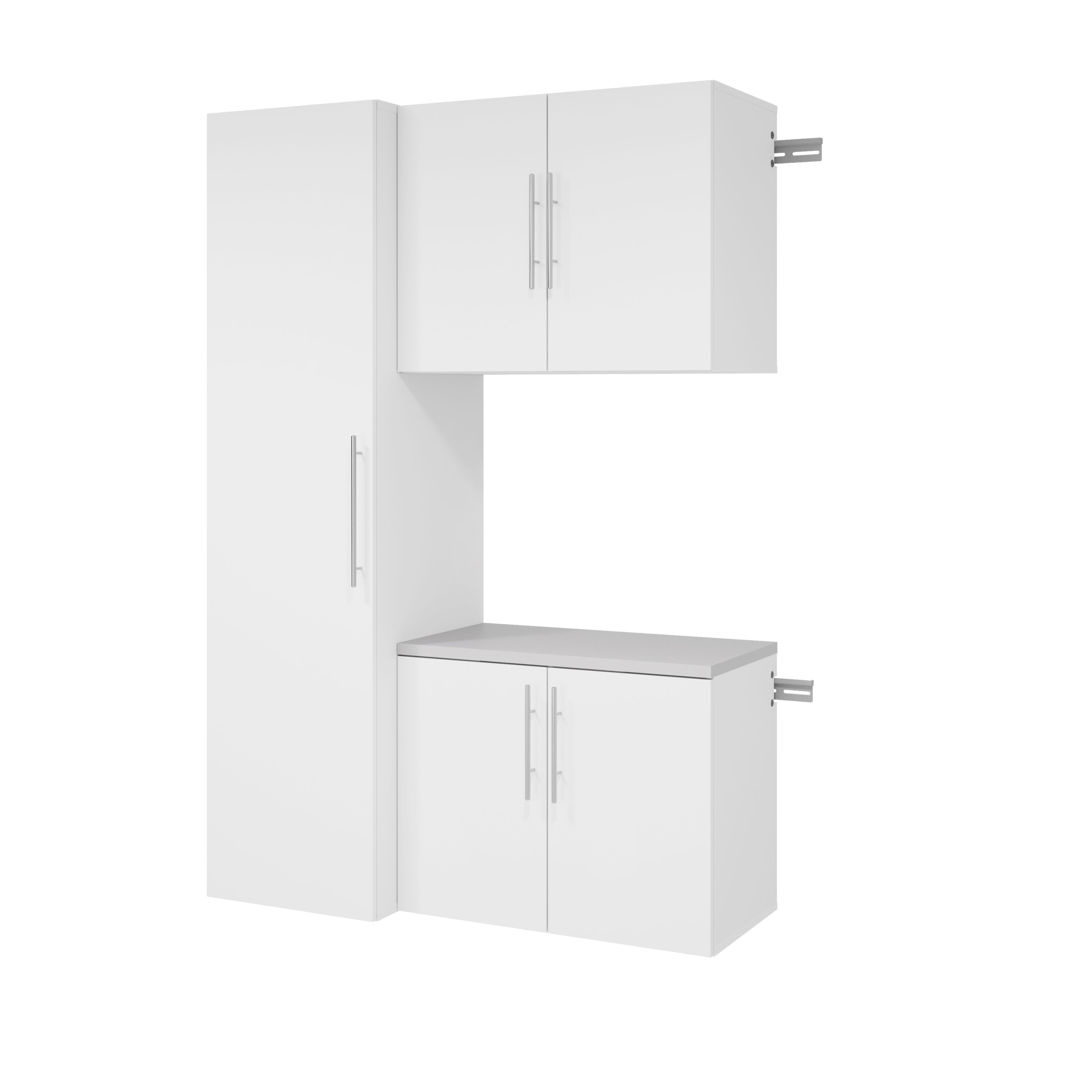 Sistema de almacenamiento para garaje Prepac HangUps blanco de madera compuesta de 3 gabinetes de 48 pulgadas de ancho, 72 pulgadas de alto y 20 pulgadas de profundidad WRGW-0710-3M
