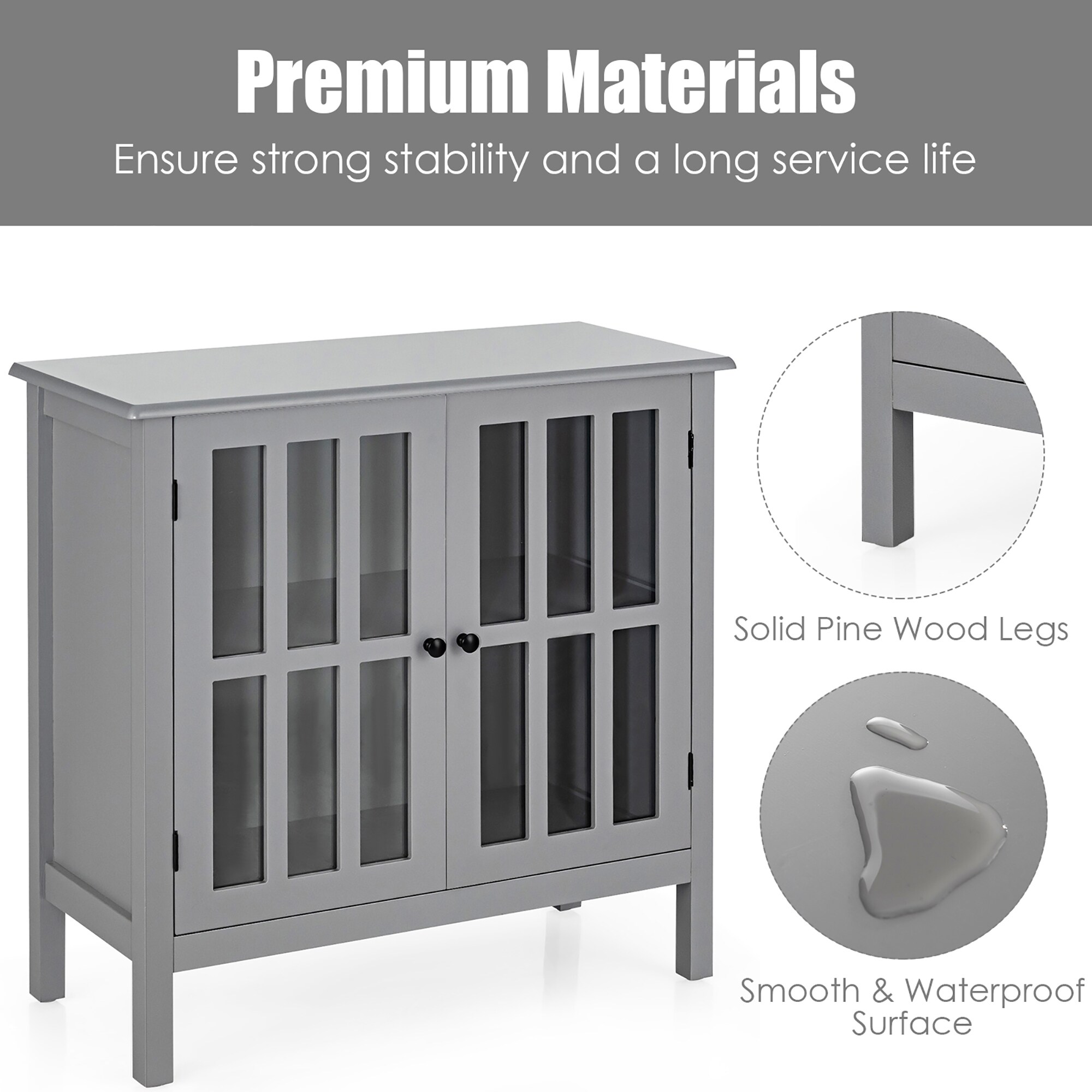 Gabinete de almacenamiento utilitario independiente gris de MDF Costway de 14 pulgadas de ancho x 31 pulgadas de alto SXL00117
