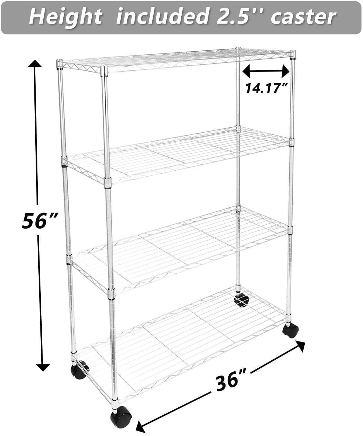 Sistema de almacenamiento para garage de acero cromado LTMATE de 36 pulgadas de ancho y 14.17 pulgadas de profundidad LSW113457063
