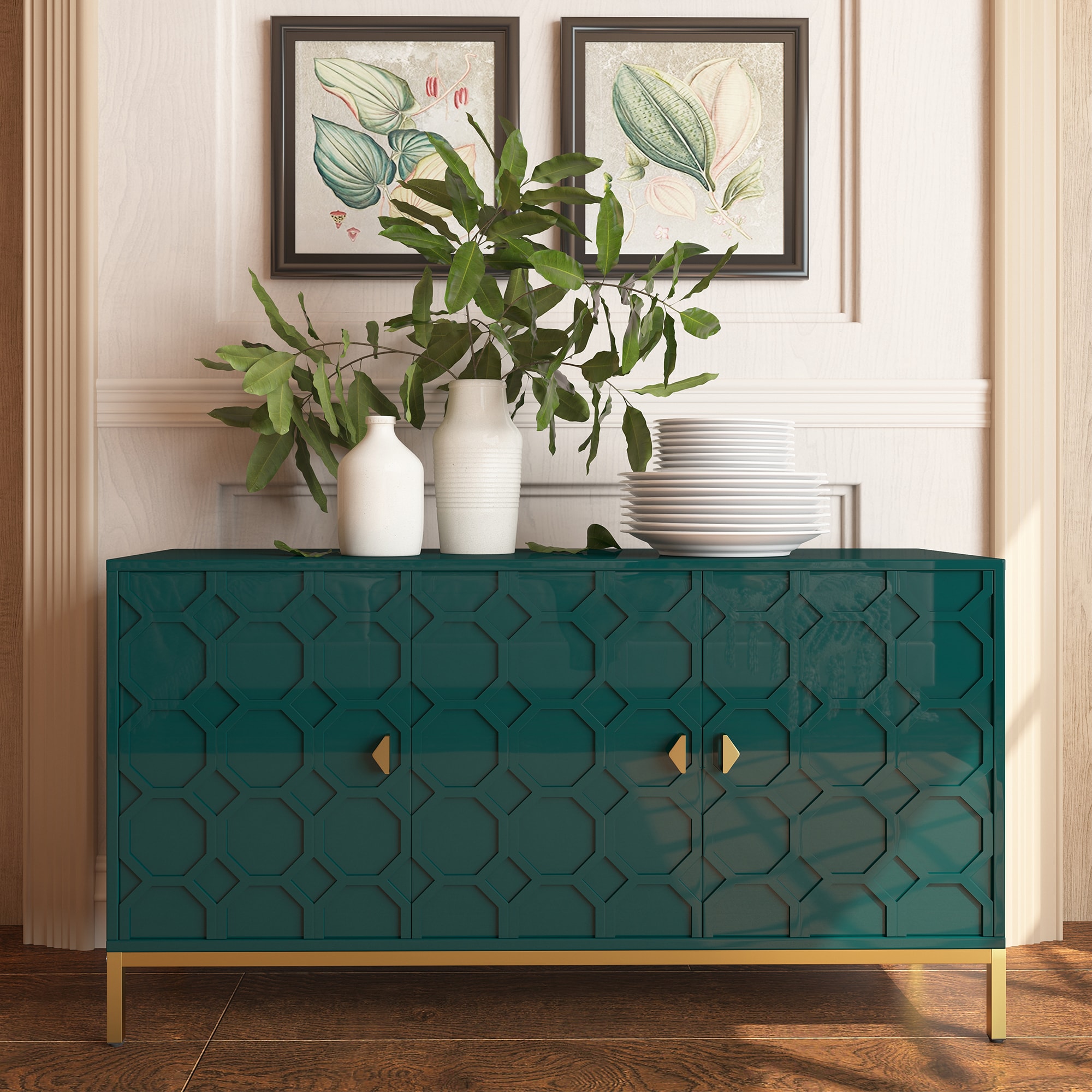 Gabinete de Almacenamiento de Utilidad Independiente Verde de MDF de 15.75 pulgadas de ancho x 26.25 pulgadas de alto Clihome CL-006-GR-01