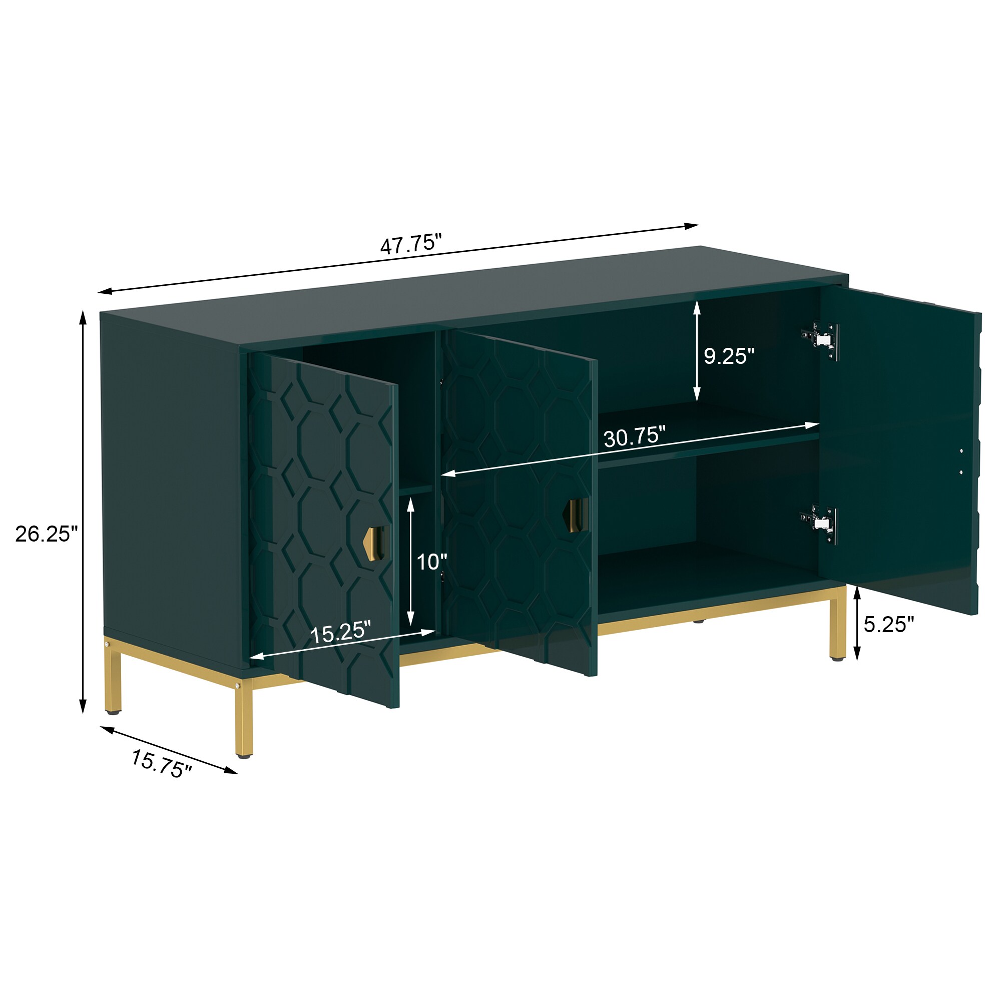 Gabinete de Almacenamiento de Utilidad Independiente Verde de MDF de 15.75 pulgadas de ancho x 26.25 pulgadas de alto Clihome CL-006-GR-01