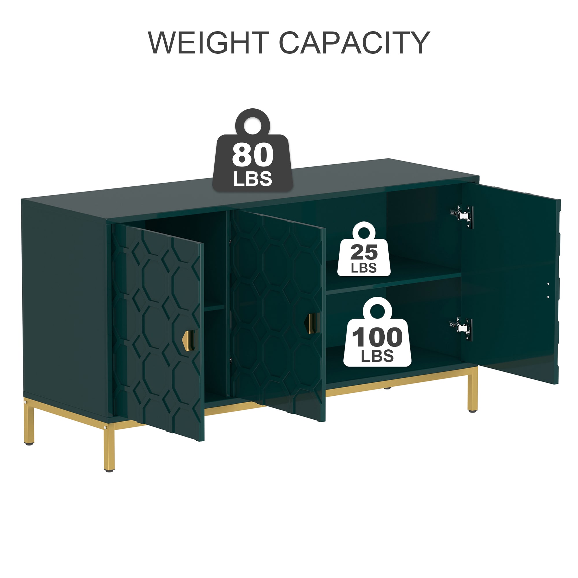 Gabinete de Almacenamiento de Utilidad Independiente Verde de MDF de 15.75 pulgadas de ancho x 26.25 pulgadas de alto Clihome CL-006-GR-01
