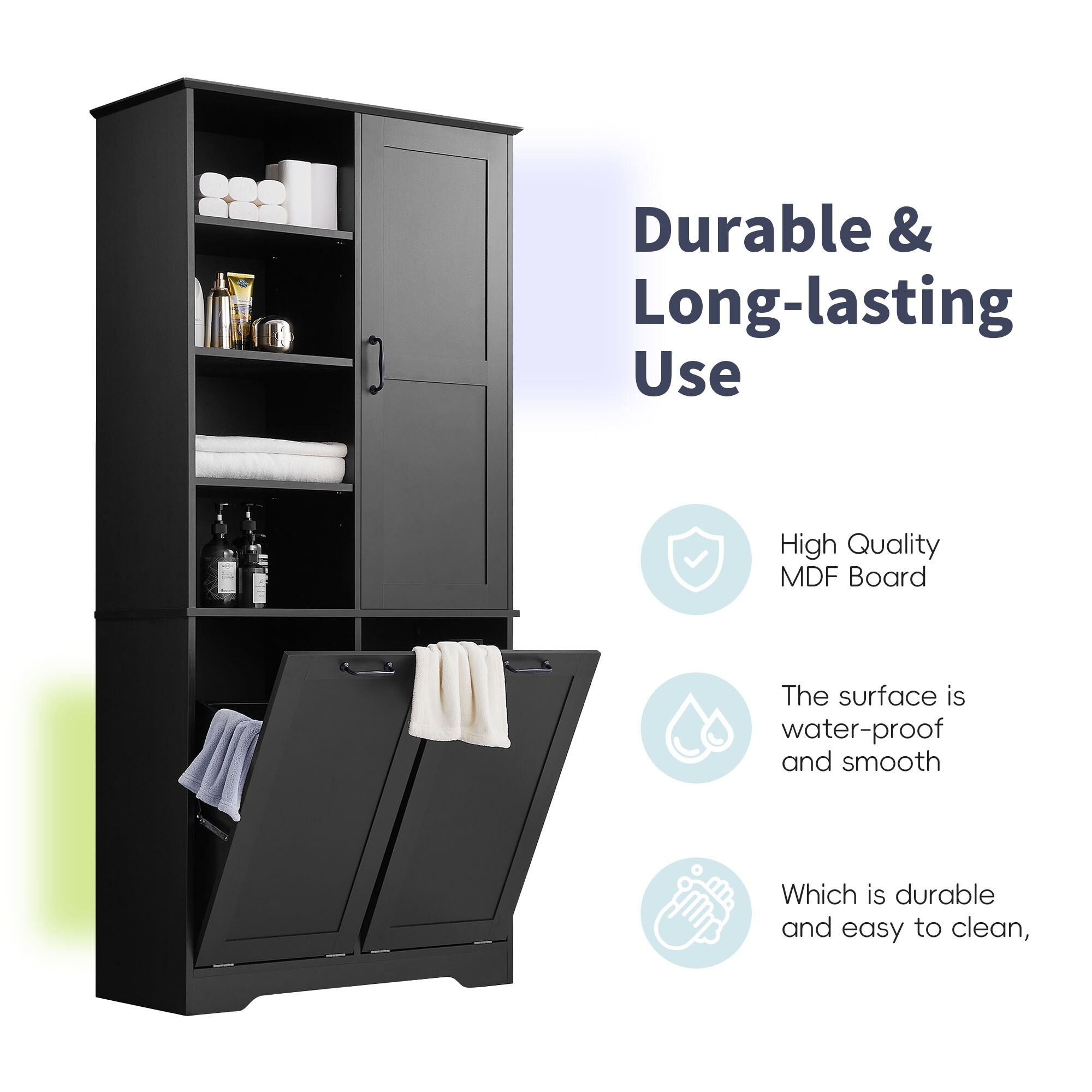Gabinete de Almacenamiento de Utilidad Independiente de MDF Negro ZAKLOOP 14 W x 68 H XU2078137326