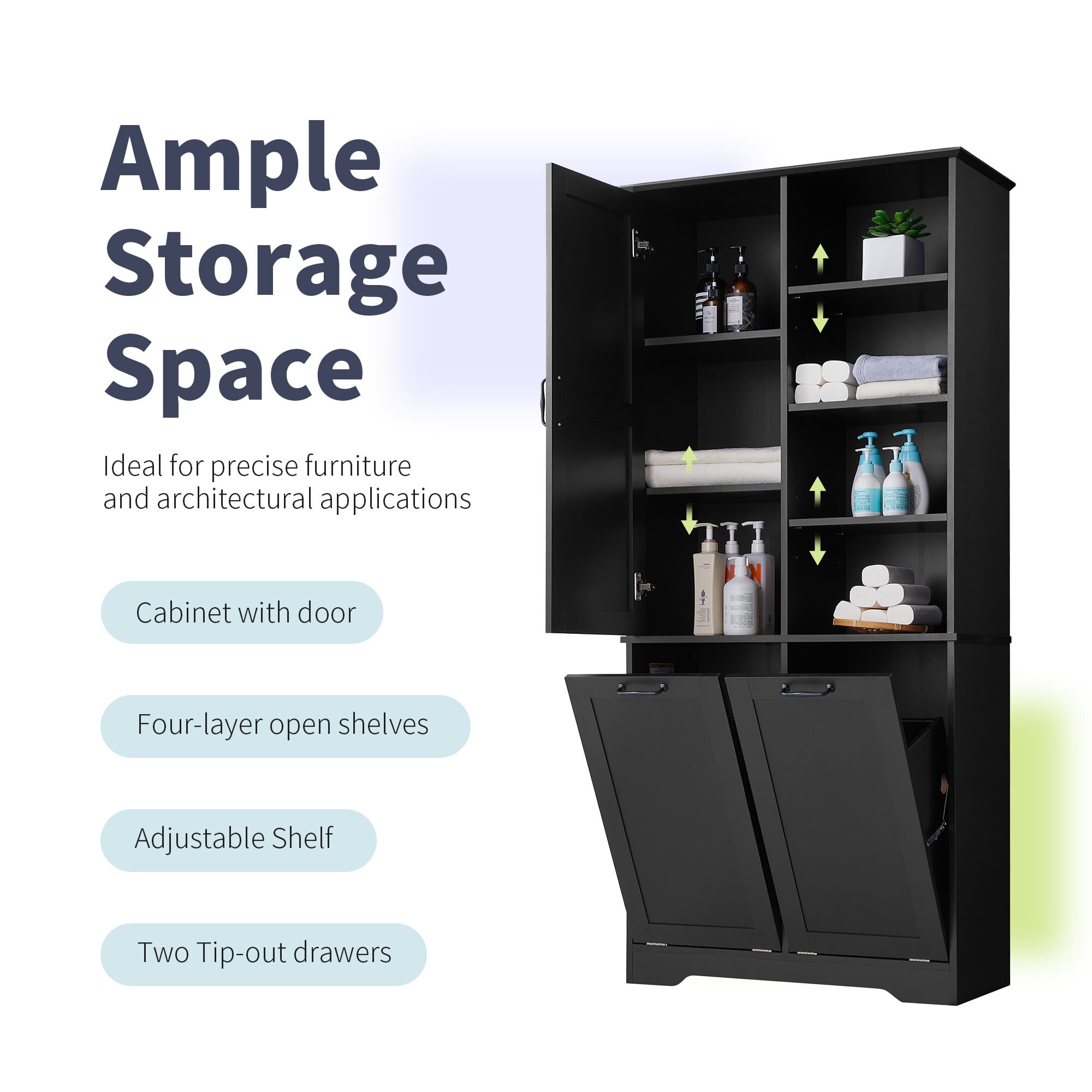 Gabinete de Almacenamiento de Utilidad Independiente de MDF Negro ZAKLOOP 14 W x 68 H XU2078137326