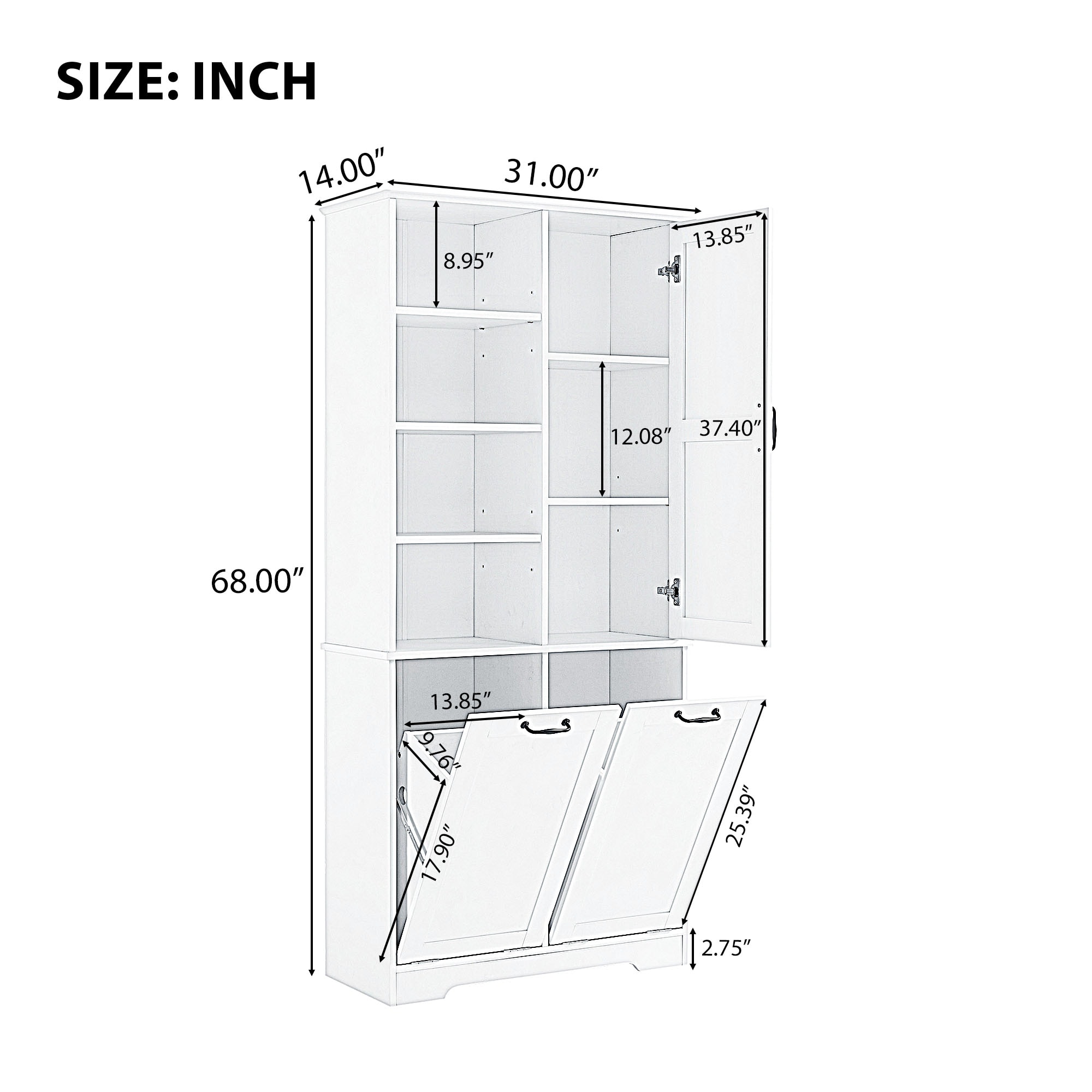 Gabinete de Almacenamiento de Utilidad Independiente de MDF Negro ZAKLOOP 14 W x 68 H XU2078137326
