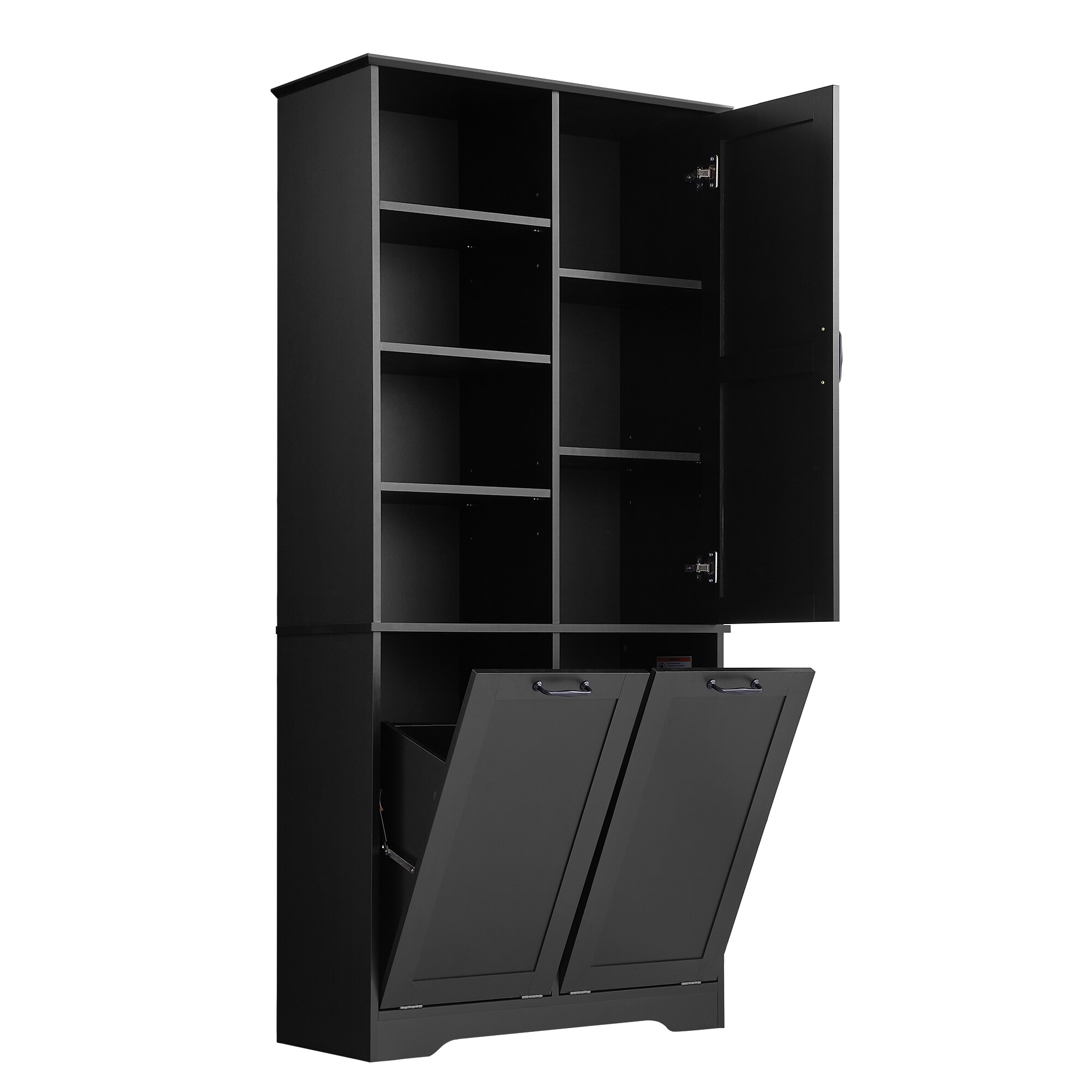 Gabinete de Almacenamiento de Utilidad Independiente de MDF Negro ZAKLOOP 14 W x 68 H XU2078137326
