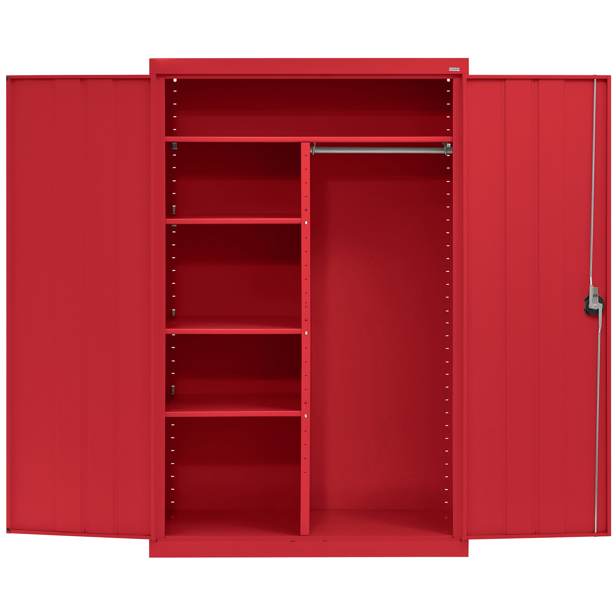 Gabinete de garaje independiente de acero en rojo de 46 pulgadas de ancho x 72 pulgadas de alto x 24 pulgadas de profundidad de Sandusky EACR462472-01
