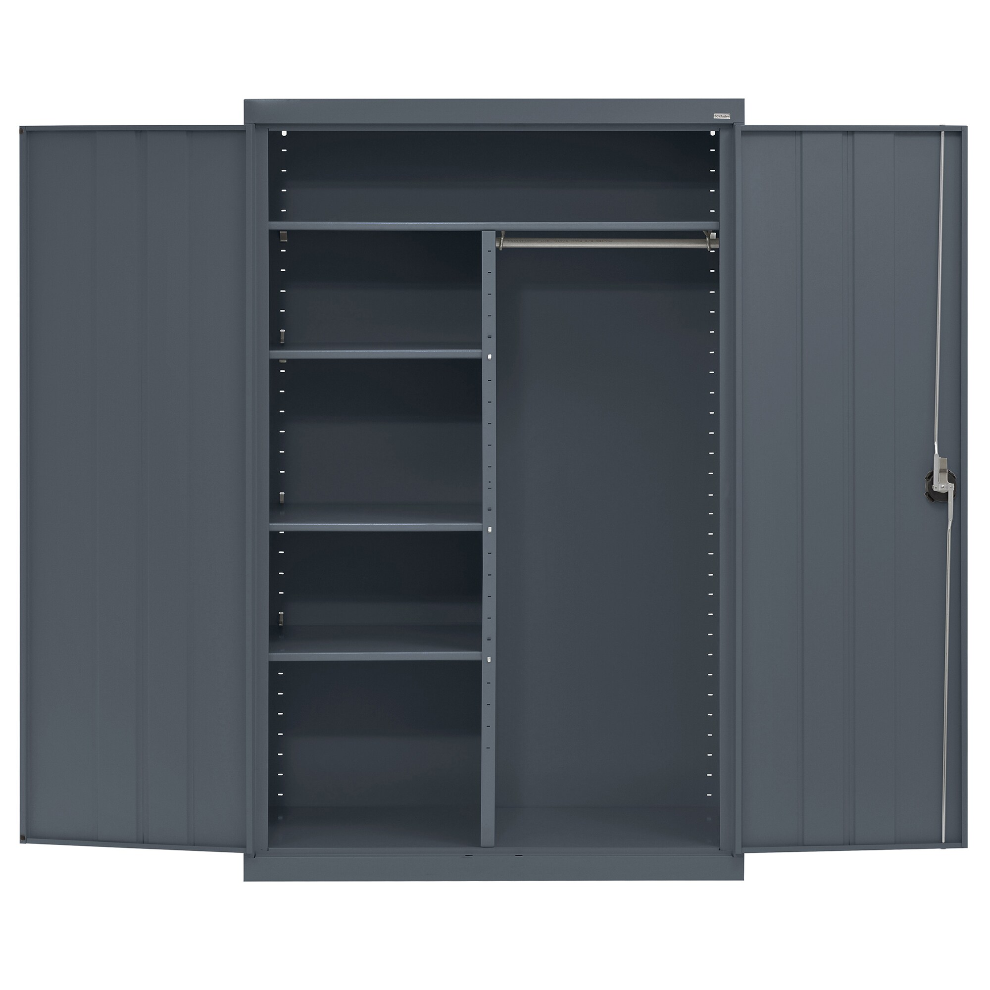 Gabinete de garaje independiente de acero en gris de 46 pulgadas de ancho x 72 pulgadas de alto x 24 pulgadas de profundidad Sandusky EACR462472-02
