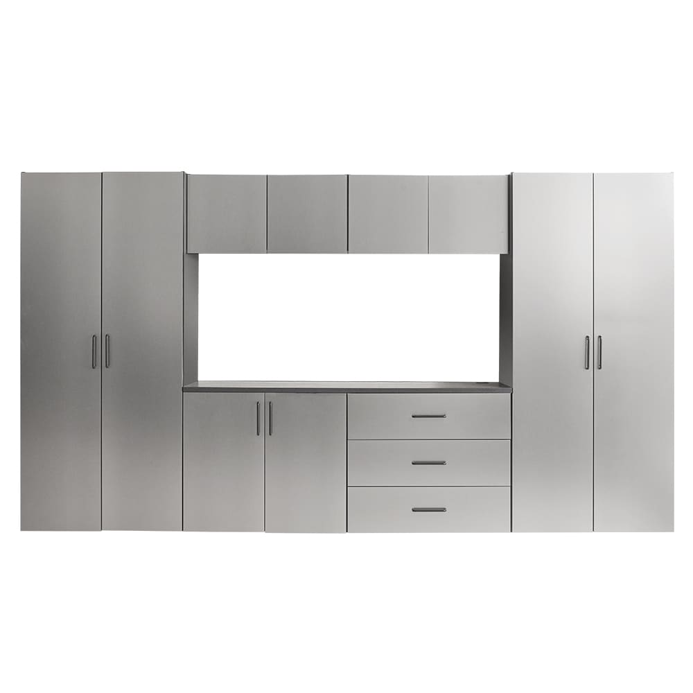 Sistema de almacenamiento para garaje en gris metálico de madera, 6 gabinetes de Klair Living, 128 pulgadas de ancho x 79 pulgadas de alto x 20 pulgadas de profundidad AST-2AB2CD