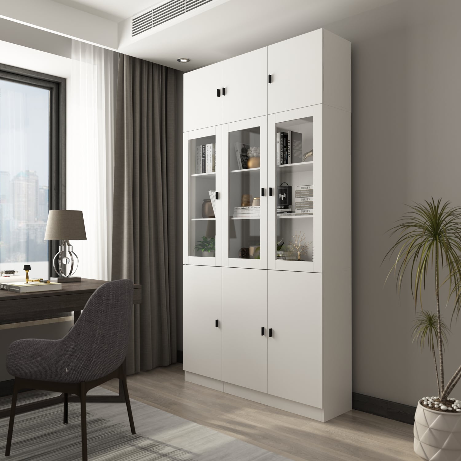 Gabinete de Almacenamiento Utilitario Independiente Blanco de MDF FUFU&GAGA de 47.2 pulgadas de ancho por 87.8 pulgadas de alto KF210158+160+163