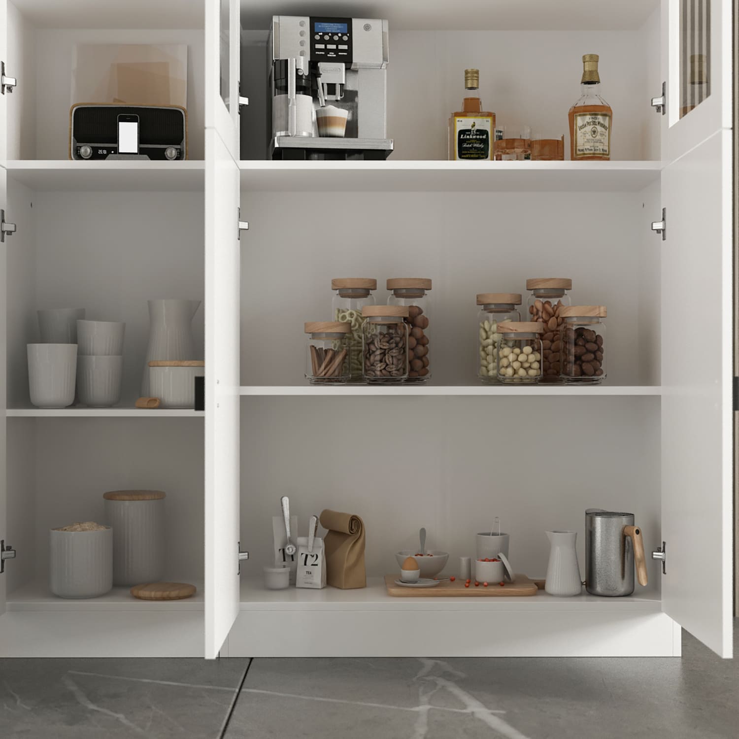 Gabinete de Almacenamiento Utilitario Independiente Blanco de MDF FUFU&GAGA de 47.2 pulgadas de ancho por 87.8 pulgadas de alto KF210158+160+163