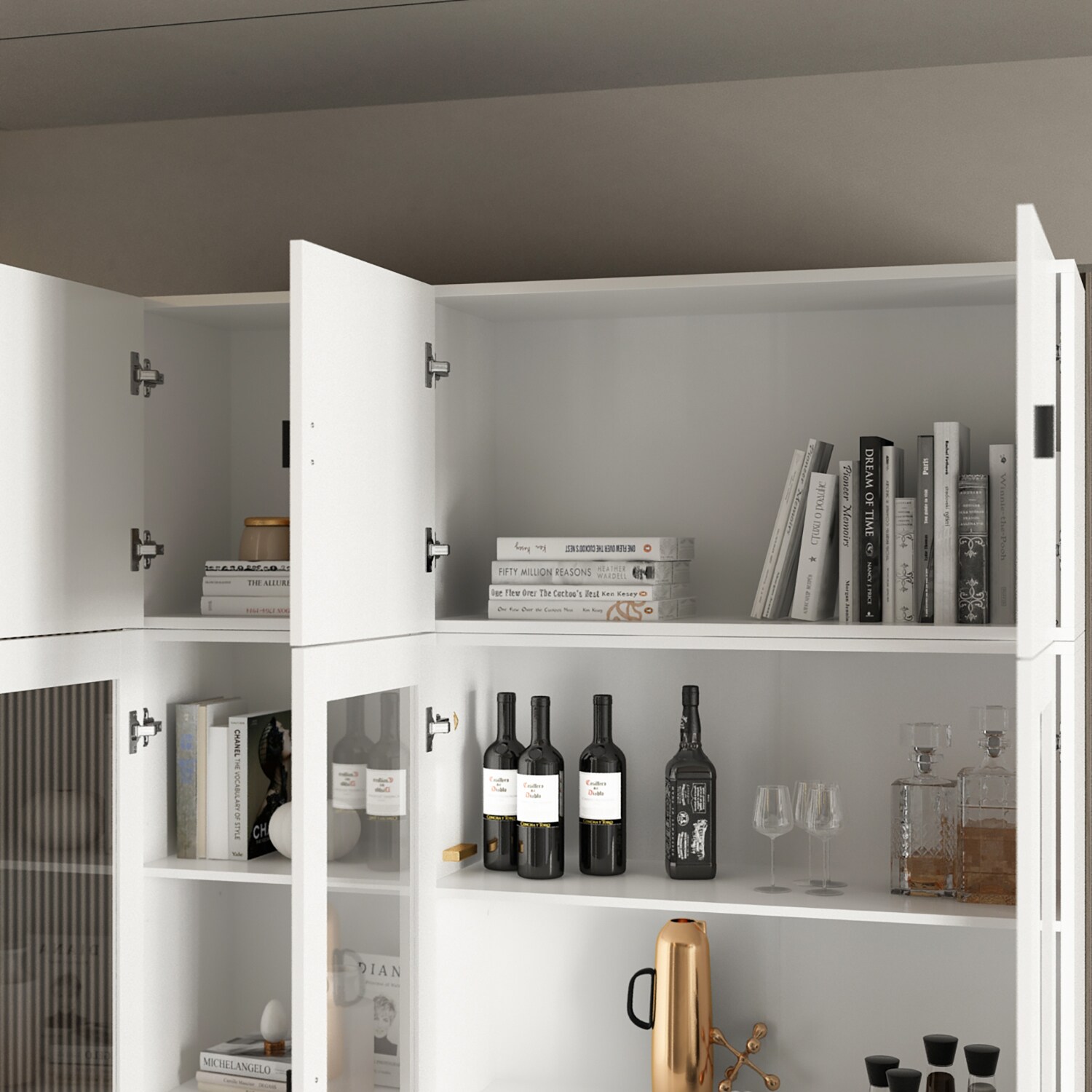 Gabinete de Almacenamiento Utilitario Independiente Blanco de MDF FUFU&GAGA de 47.2 pulgadas de ancho por 87.8 pulgadas de alto KF210158+160+163