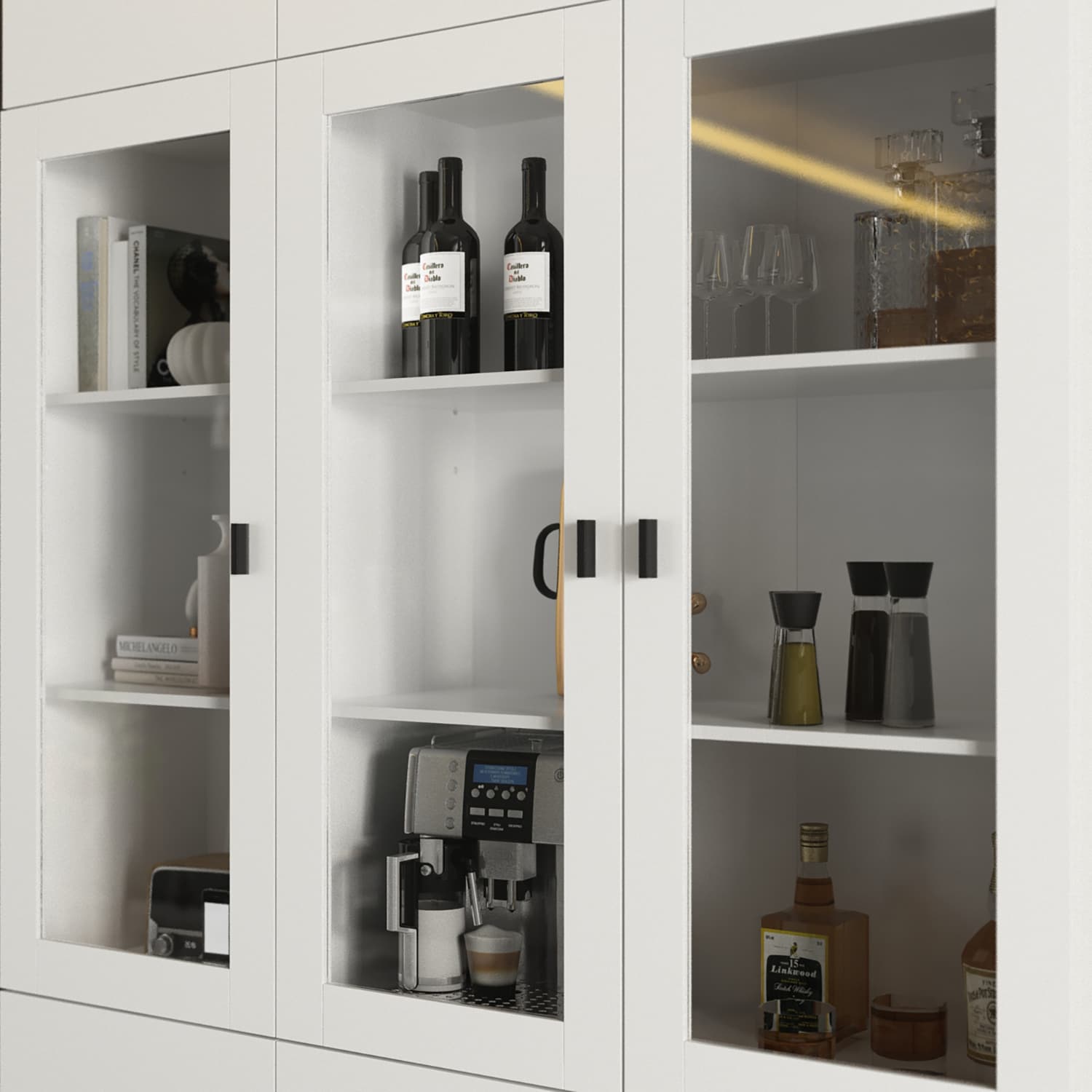Gabinete de Almacenamiento Utilitario Independiente Blanco de MDF FUFU&GAGA de 47.2 pulgadas de ancho por 87.8 pulgadas de alto KF210158+160+163