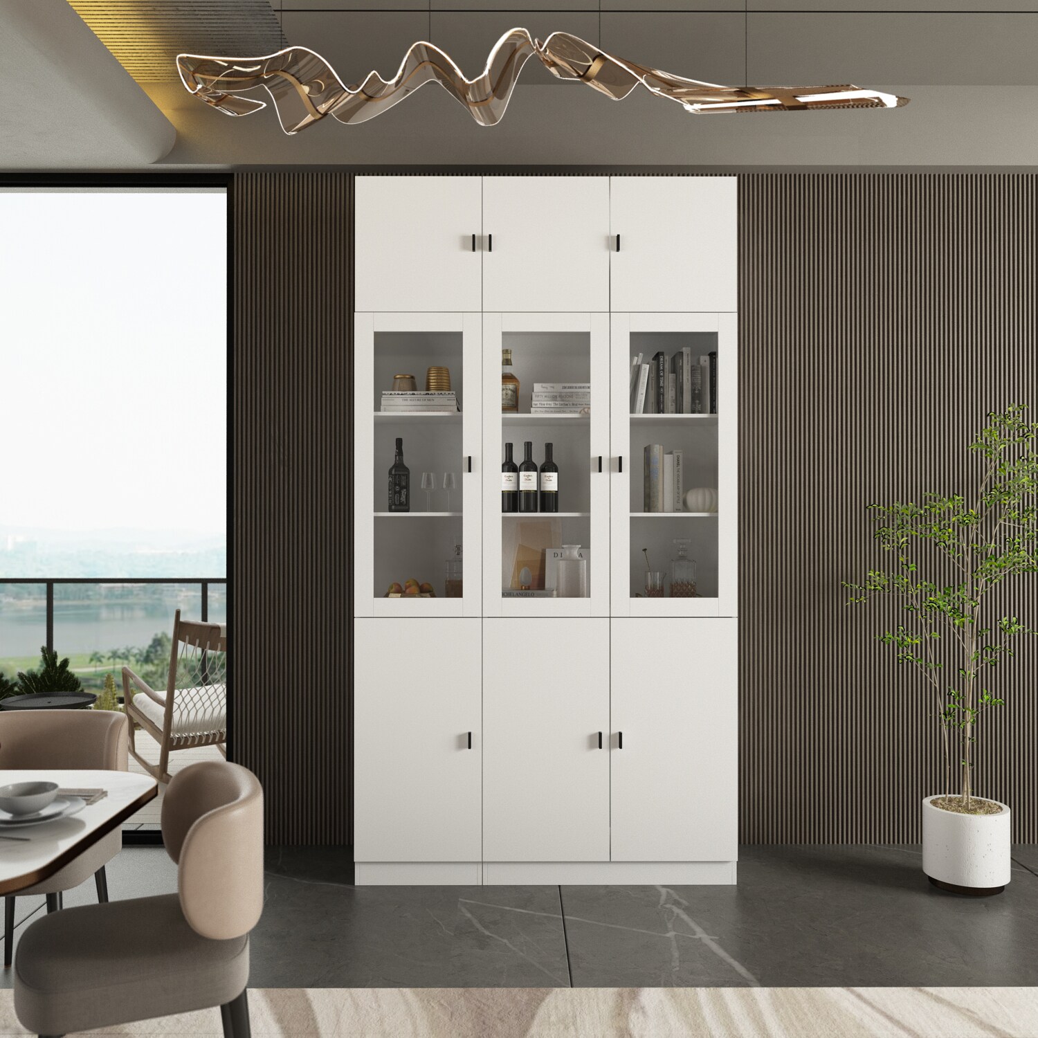 Gabinete de Almacenamiento Utilitario Independiente Blanco de MDF FUFU&GAGA de 47.2 pulgadas de ancho por 87.8 pulgadas de alto KF210158+160+163