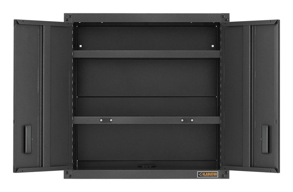 Gabinete de pared de acero gris para garaje Gladiator listo para ensamblar con puertas completas 28 pulgadas de ancho x 28 pulgadas de alto x 12 pulgadas de profundidad