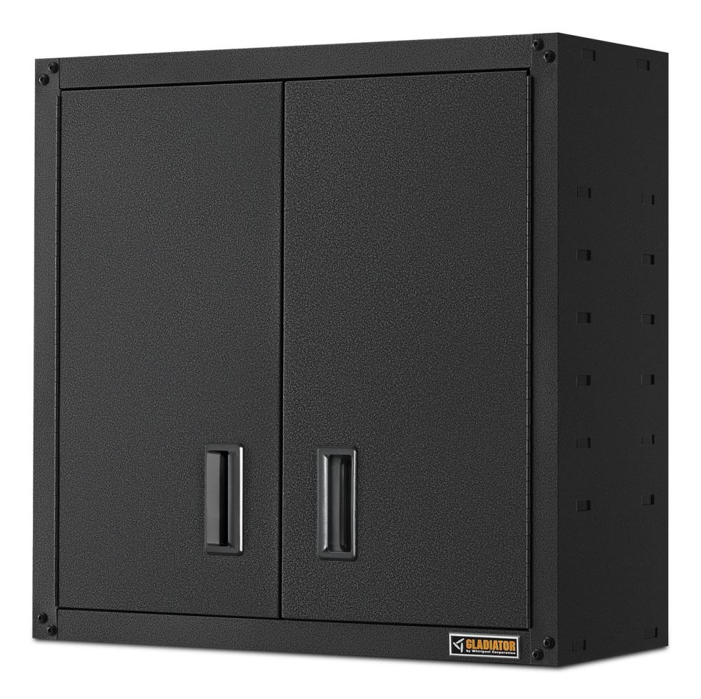 Gabinete de pared de acero gris para garaje Gladiator listo para ensamblar con puertas completas 28 pulgadas de ancho x 28 pulgadas de alto x 12 pulgadas de profundidad