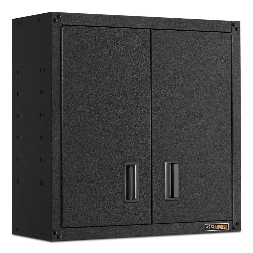 Gabinete de pared de acero gris para garaje Gladiator listo para ensamblar con puertas completas 28 pulgadas de ancho x 28 pulgadas de alto x 12 pulgadas de profundidad