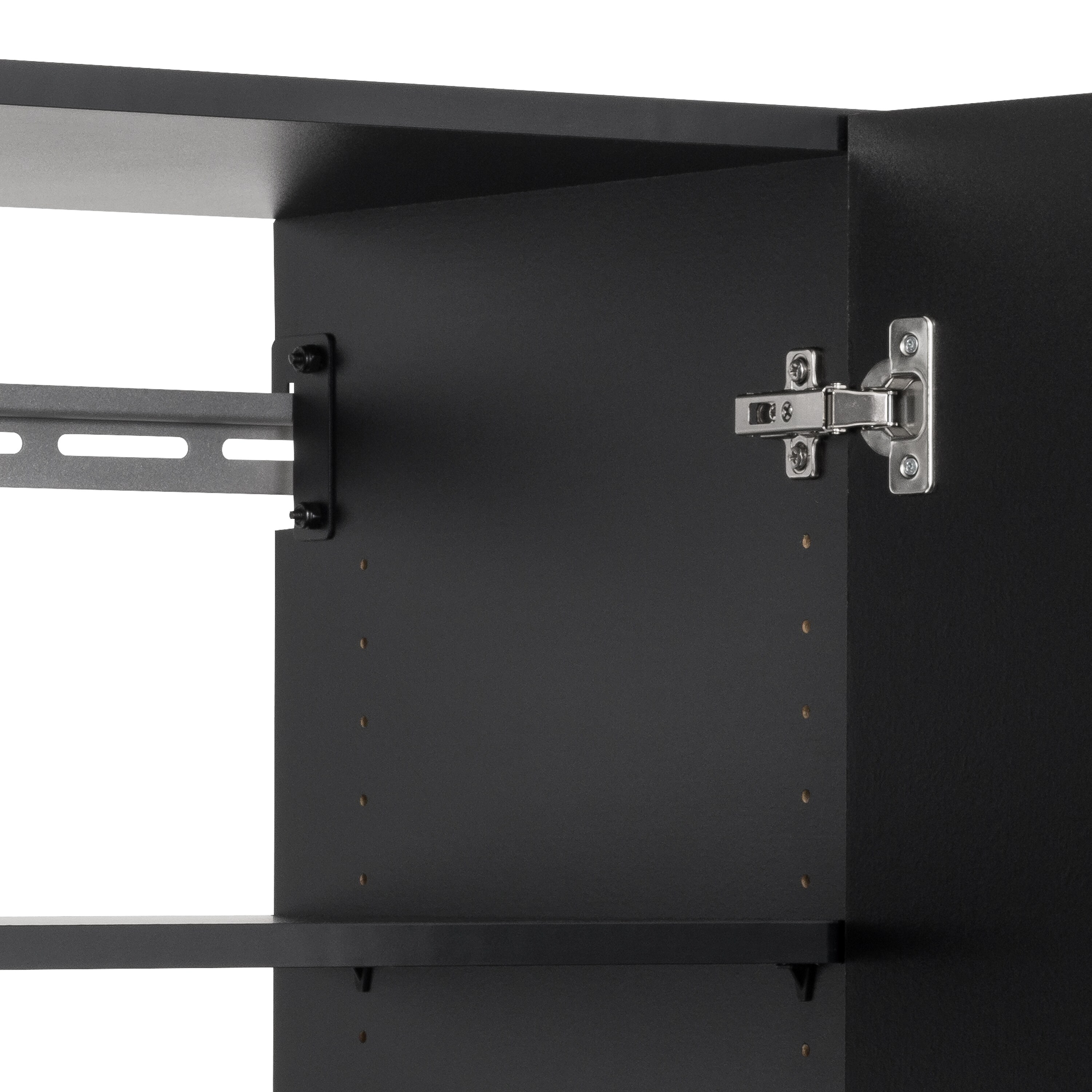 Sistema de almacenamiento para garaje Prepac de madera compuesta negra con 6 gabinetes de 120 pulgadas de ancho x 72 pulgadas de alto x 16 pulgadas de profundidad BRGW-0709-6M