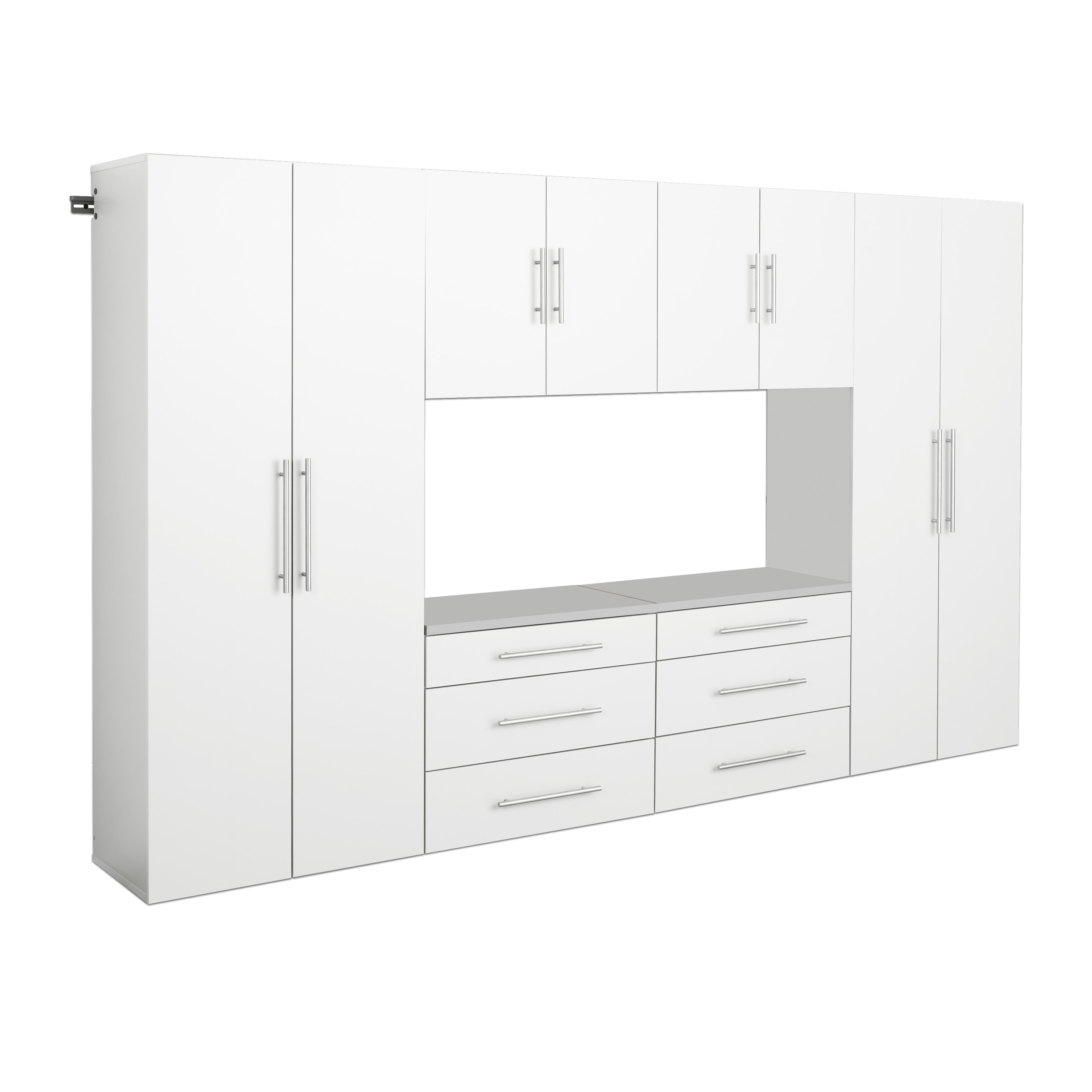 Sistema de Almacenamiento para Garaje Blanco de Madera Compuesta con 6 Gabinetes de 120 pulgadas de ancho, 72 pulgadas de alto y 16 pulgadas de profundidad WRGW-0709-6M