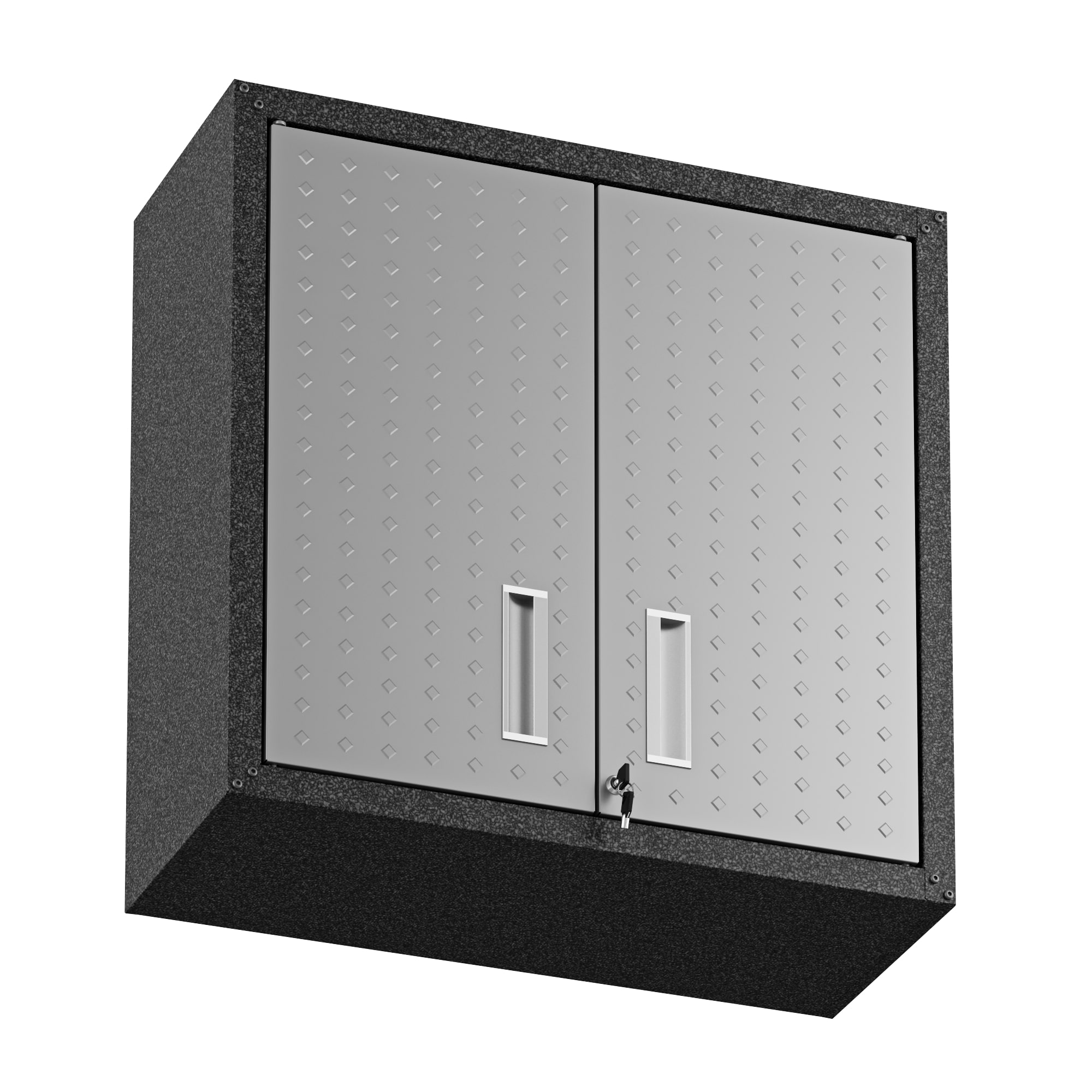 Gabinete de garaje de aluminio montado en la pared Manhattan Comfort Fortress de 30 pulgadas de ancho x 30.3 pulgadas de alto x 12.5 pulgadas de profundidad en color gris