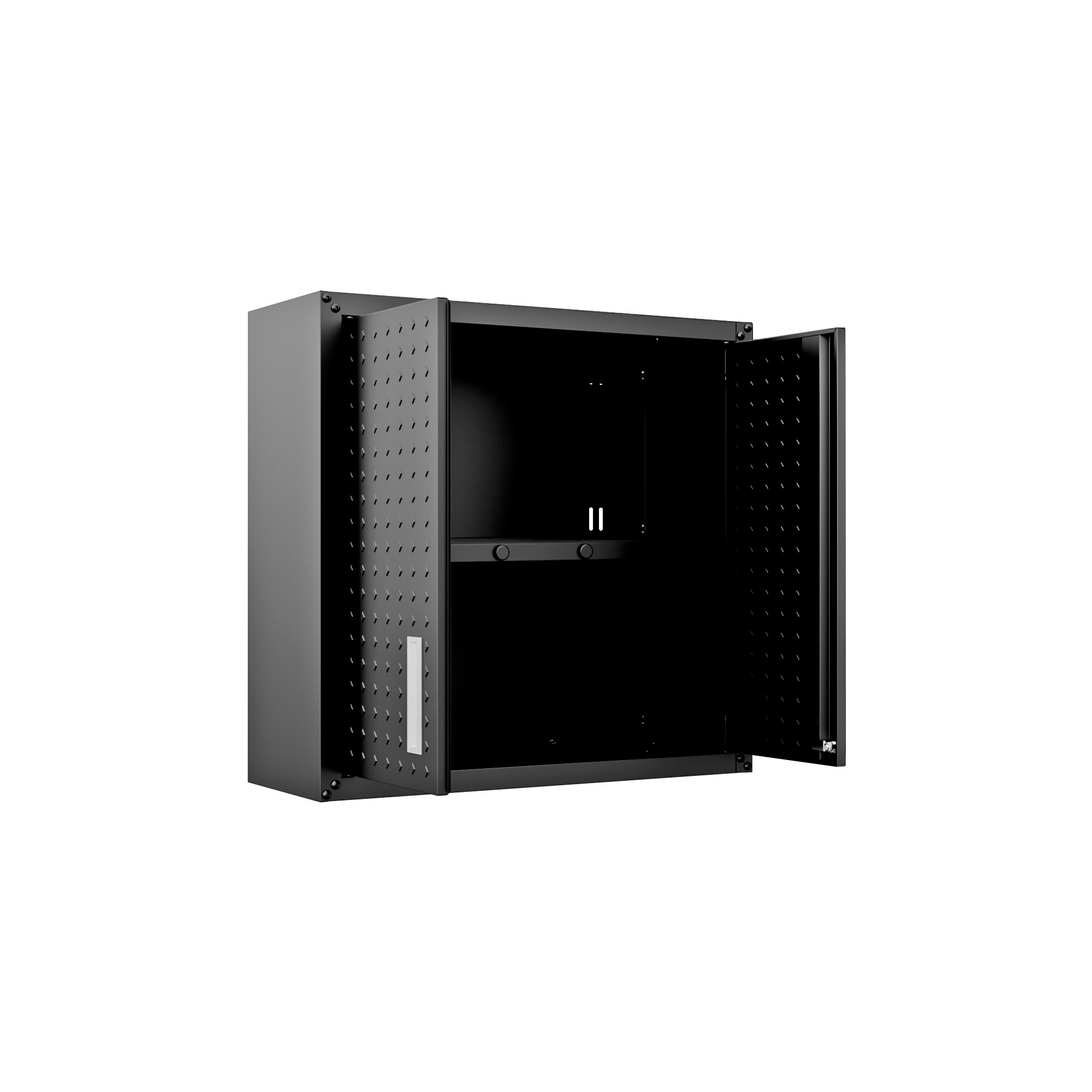 Gabinete de garaje de aluminio montado en la pared Manhattan Comfort Fortress de 30 pulgadas de ancho x 30.3 pulgadas de alto x 12.5 pulgadas de profundidad en gris 5GMC-CH