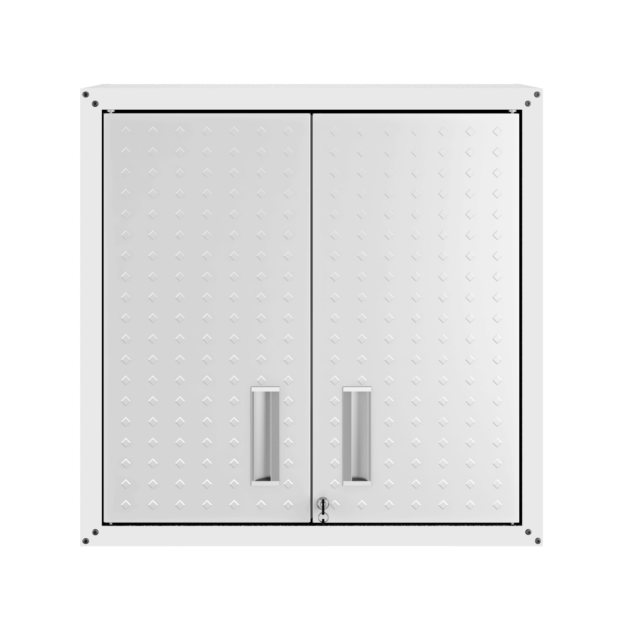 Gabinete de garaje de aluminio montado en la pared en blanco de 30 pulgadas de ancho x 30.3 pulgadas de alto x 12.5 pulgadas de profundidad de Manhattan Comfort Fortress