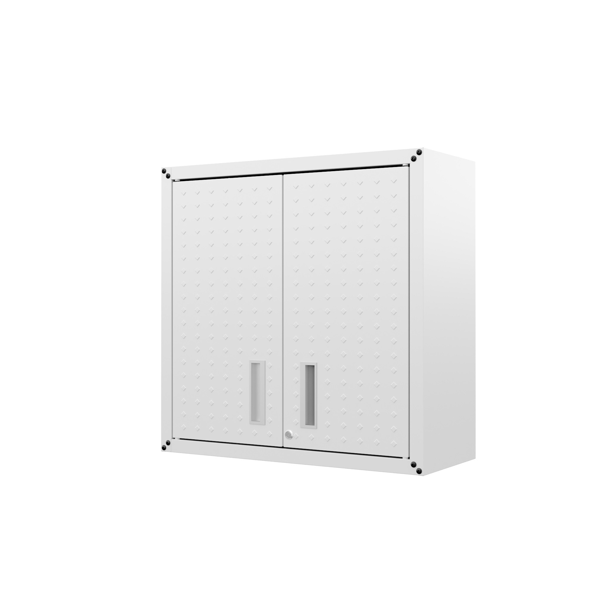 Gabinete de garaje de aluminio montado en la pared en blanco de 30 pulgadas de ancho x 30.3 pulgadas de alto x 12.5 pulgadas de profundidad de Manhattan Comfort Fortress