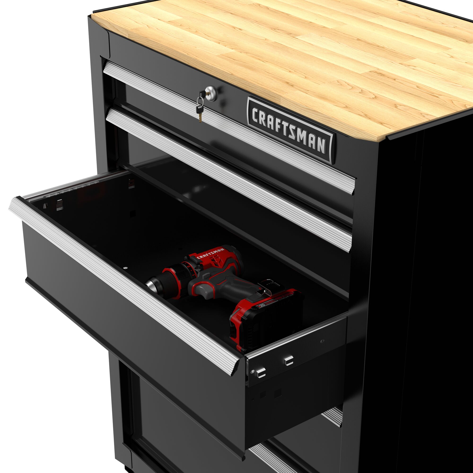 Gabinete de garaje independiente de acero en negro de 26.5 pulgadas de ancho x 35.7 pulgadas de alto x 18 pulgadas de profundidad de CRAFTSMAN CMST22602BK