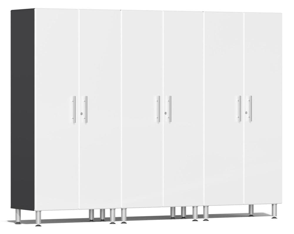 Sistema de Almacenamiento para Garaje Blanco Metálico y Gris 3 Gabinetes de Madera Compuesta Ulti-MATE Garage de 106.5 pulgadas de ancho x 80 pulgadas de alto x 21 pulgadas de profundidad UG22630W