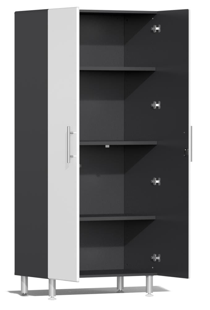 Sistema de Almacenamiento para Garaje Blanco Metálico y Gris 3 Gabinetes de Madera Compuesta Ulti-MATE Garage de 106.5 pulgadas de ancho x 80 pulgadas de alto x 21 pulgadas de profundidad UG22630W
